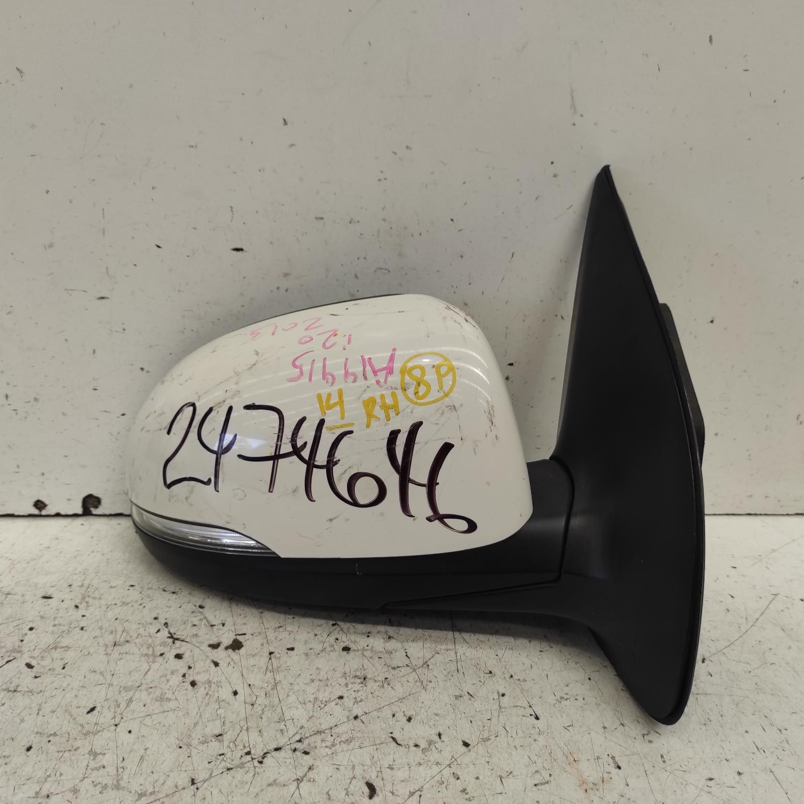 I20 Door Mirror Right 2012-2015 pb,power folding,w/ flasher type,03/12-12/15 partwh #660574