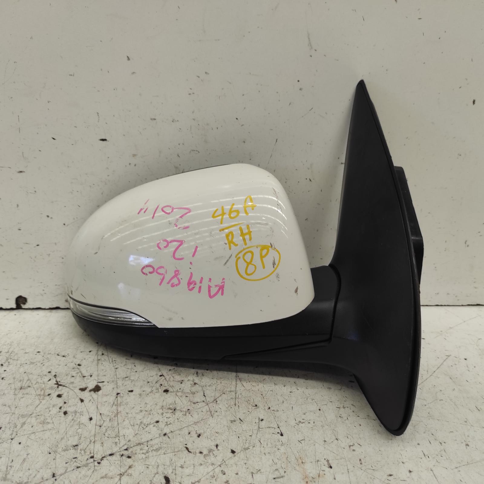 I20 Door Mirror Right 2012-2015 pb,power folding,w/ flasher type,03/12-12/15 partwh #660573