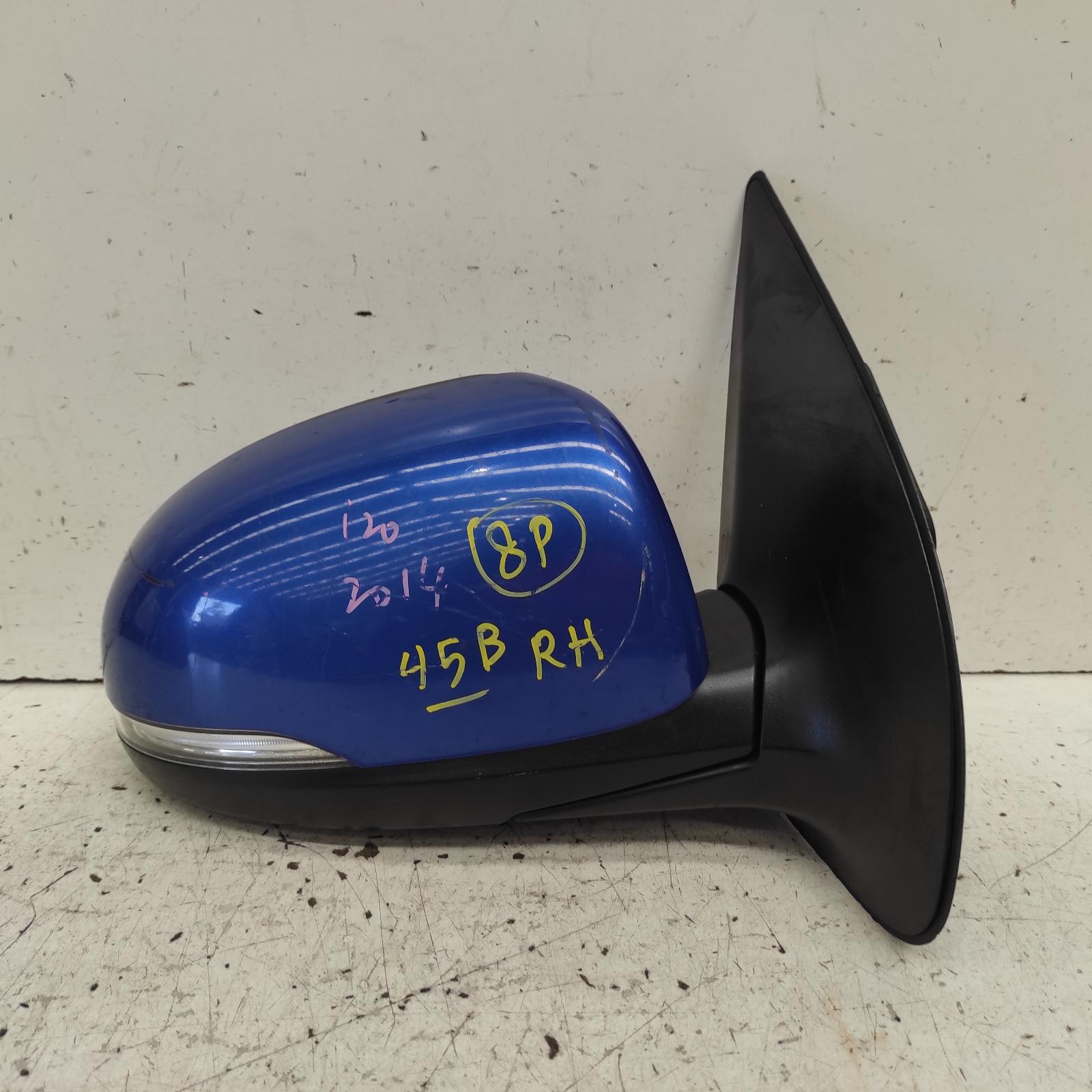 I20 Door Mirror Right 2012-2015 pb,power folding,w/ flasher type,03/12-12/15 partwh #660575