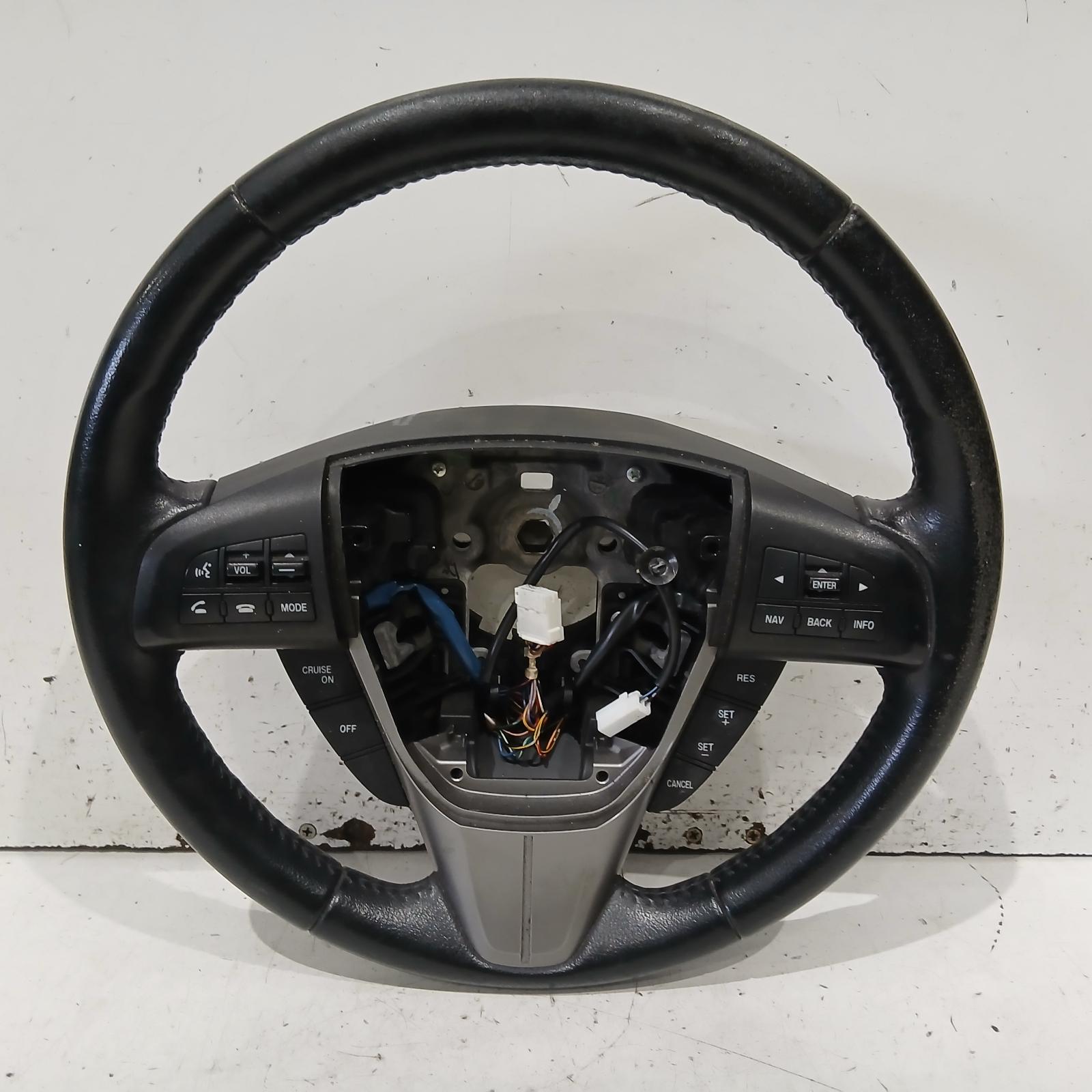 3 Steering Wheel 2009-2013 leather,non paddleshift,w/ stereo/cruise/sat nav/bluetooth control type,bl,04/09-10/13 00022062 #708148