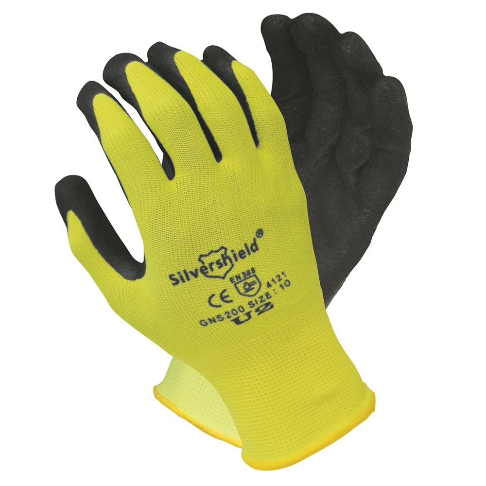 Silvershield U2 Hi Vis Nylon Glove Nitrile Gloves Safety Zone Australia