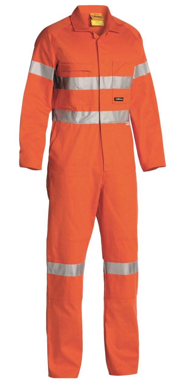 Bisley Drill Overalls Hi Vis Orange Tape Overalls Safety Zone Australia