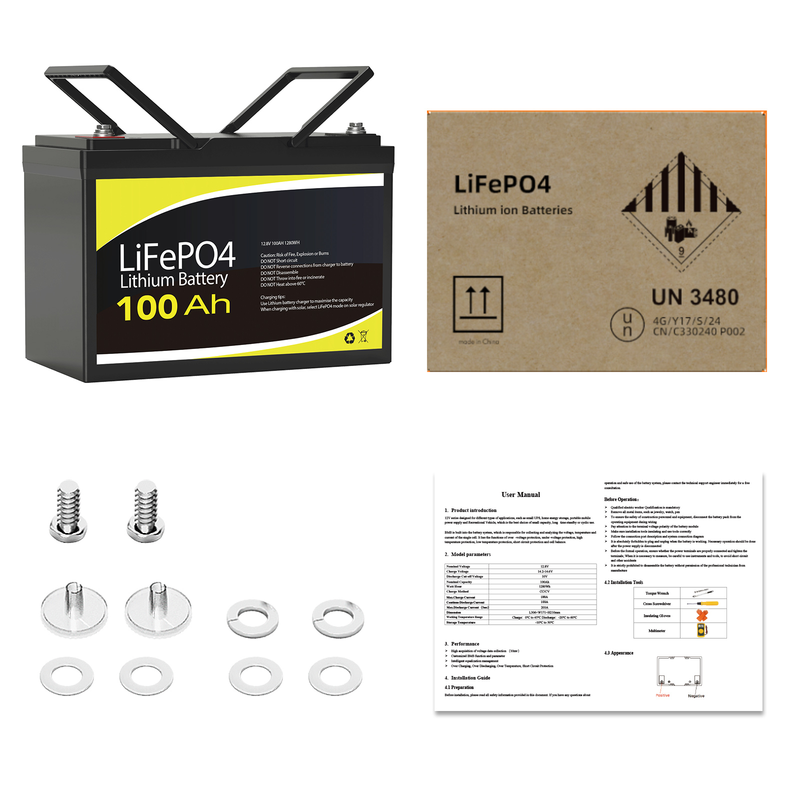 12V 100Ah Battery LiFePO4 Emergency BMS 4WD RV Boat Camping Backup Power Outdoor - Picture 11 of 24
