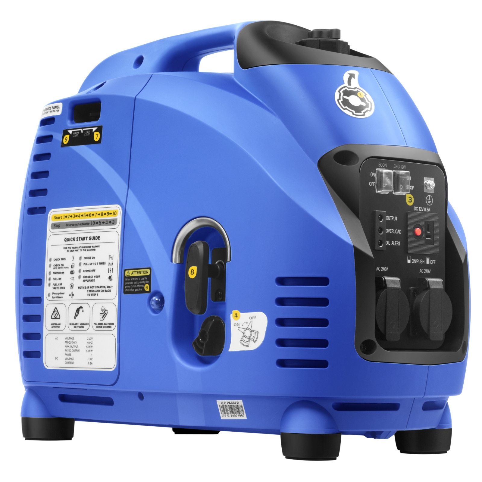 Gentrax 6.6KW 4.2KW 2.5KW 1.2KW Inverter Generator Pure Sine Wave Petrol Camping - Picture 57 of 61