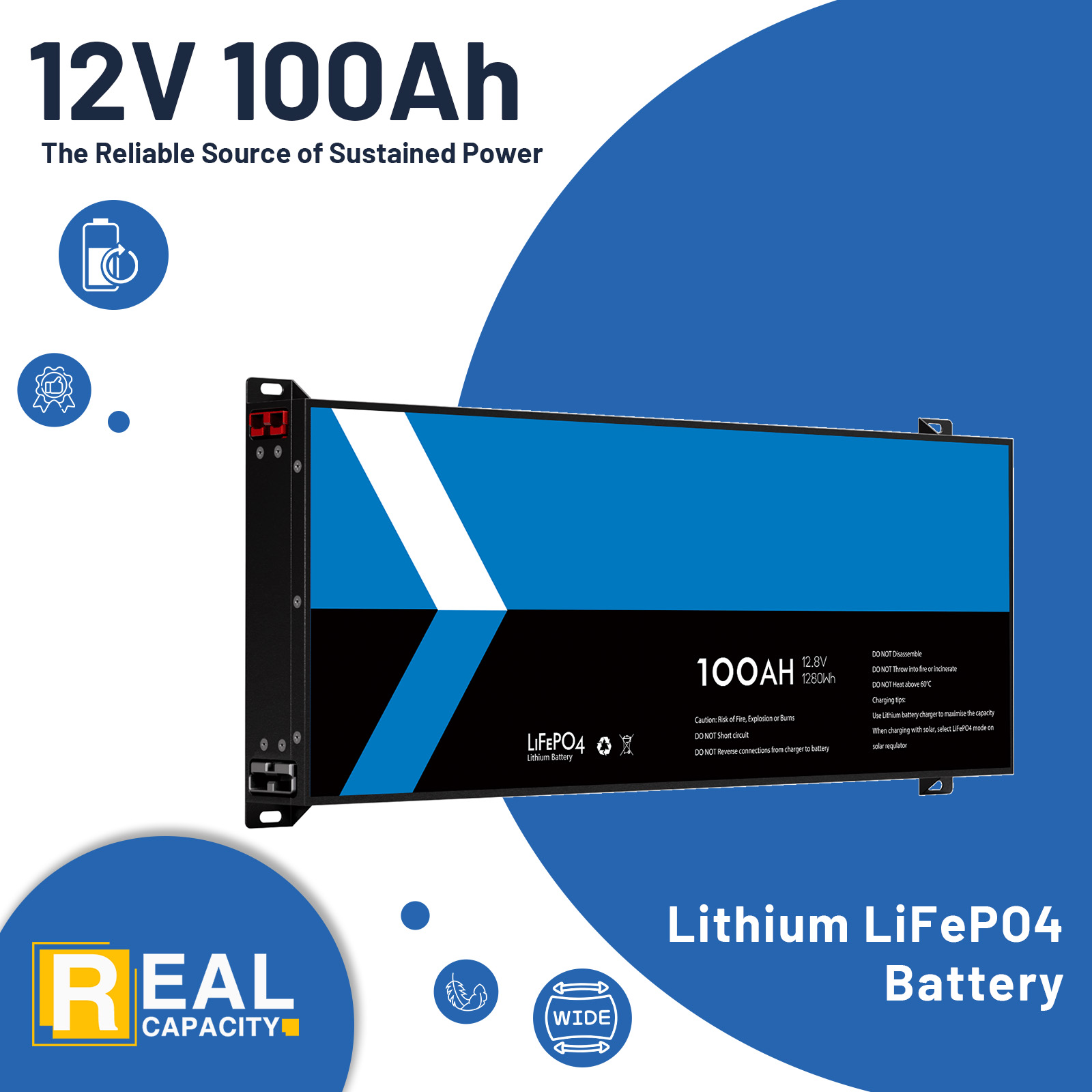 12V 100Ah LiFePO4 Blade Battery BMS Rechargeable Solar Boat Camping Backup Power - Picture 2 of 12