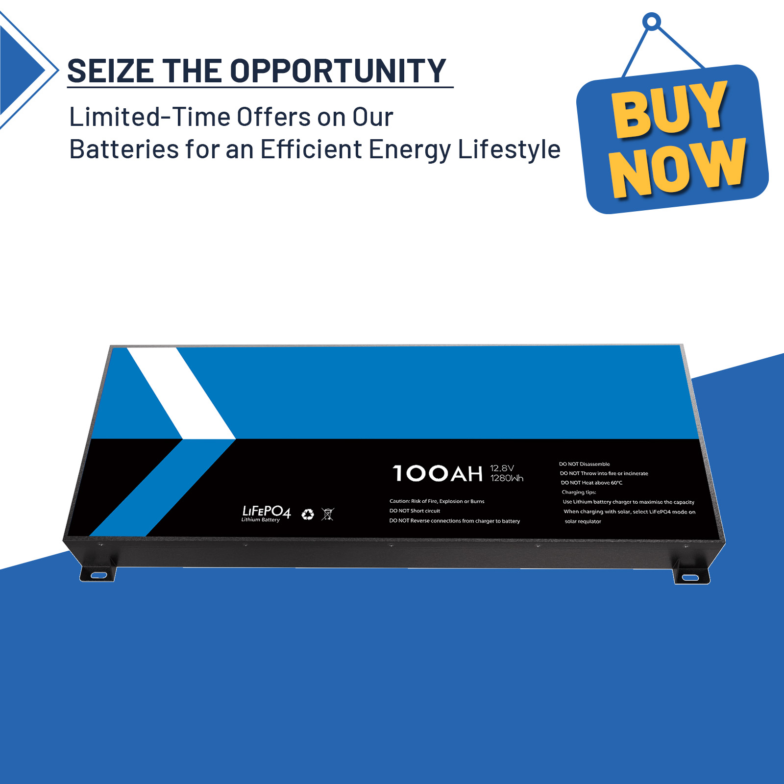 12V 100Ah LiFePO4 Blade Battery BMS Rechargeable Solar Boat Camping Backup Power - Picture 11 of 12