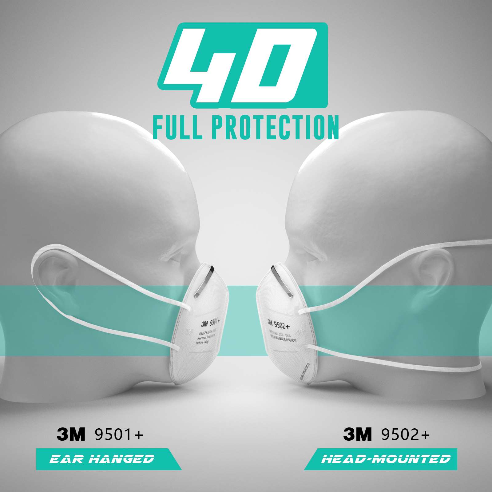 3M 9501+ Face Mask Mouth Masks Reusable Respirator Anti Dust Flu 5/10/20/50pcs - Picture 39 of 49