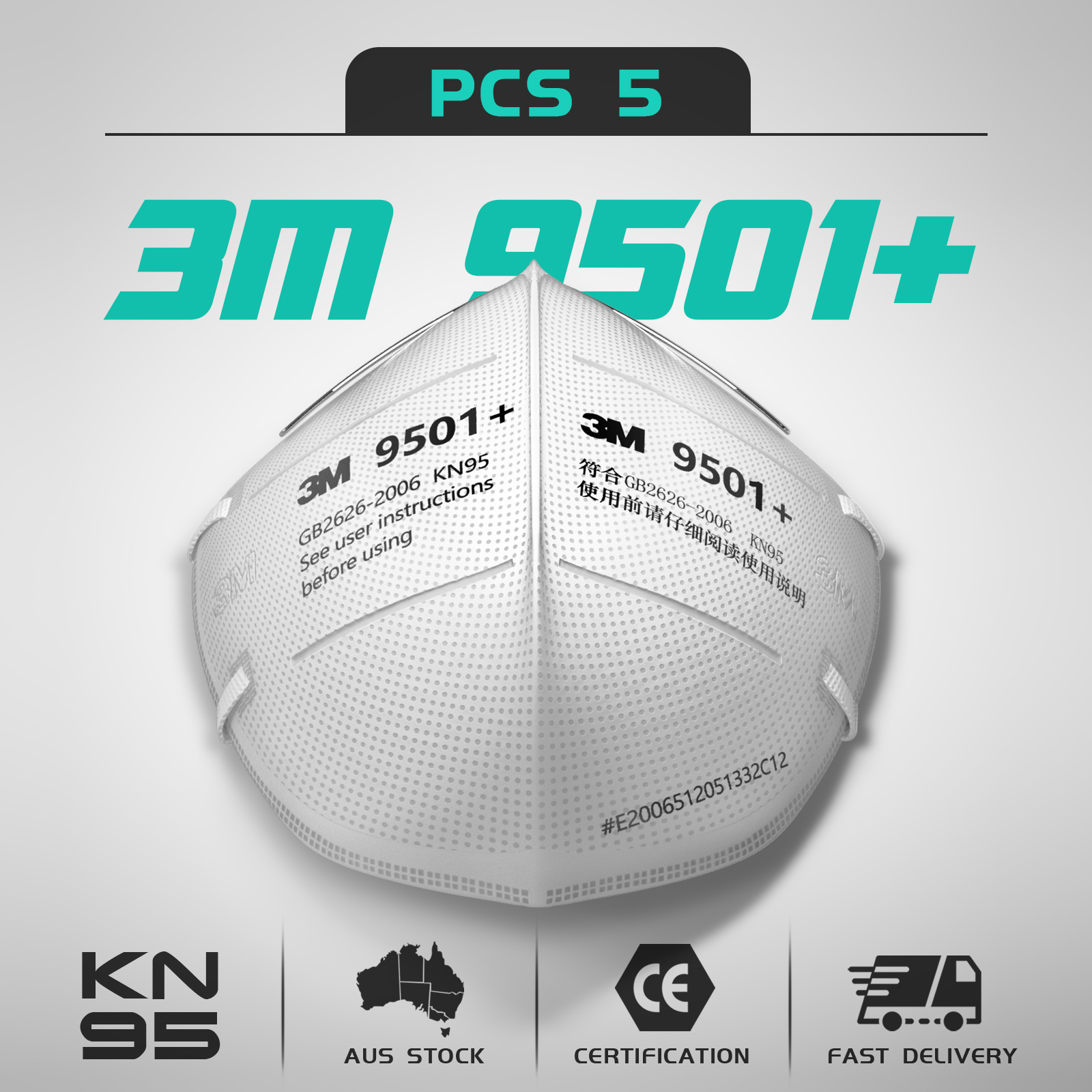 3M 9501+ Face Mask Mouth Masks Reusable Respirator Anti Dust Flu 5/10/20/50pcs - Picture 38 of 49