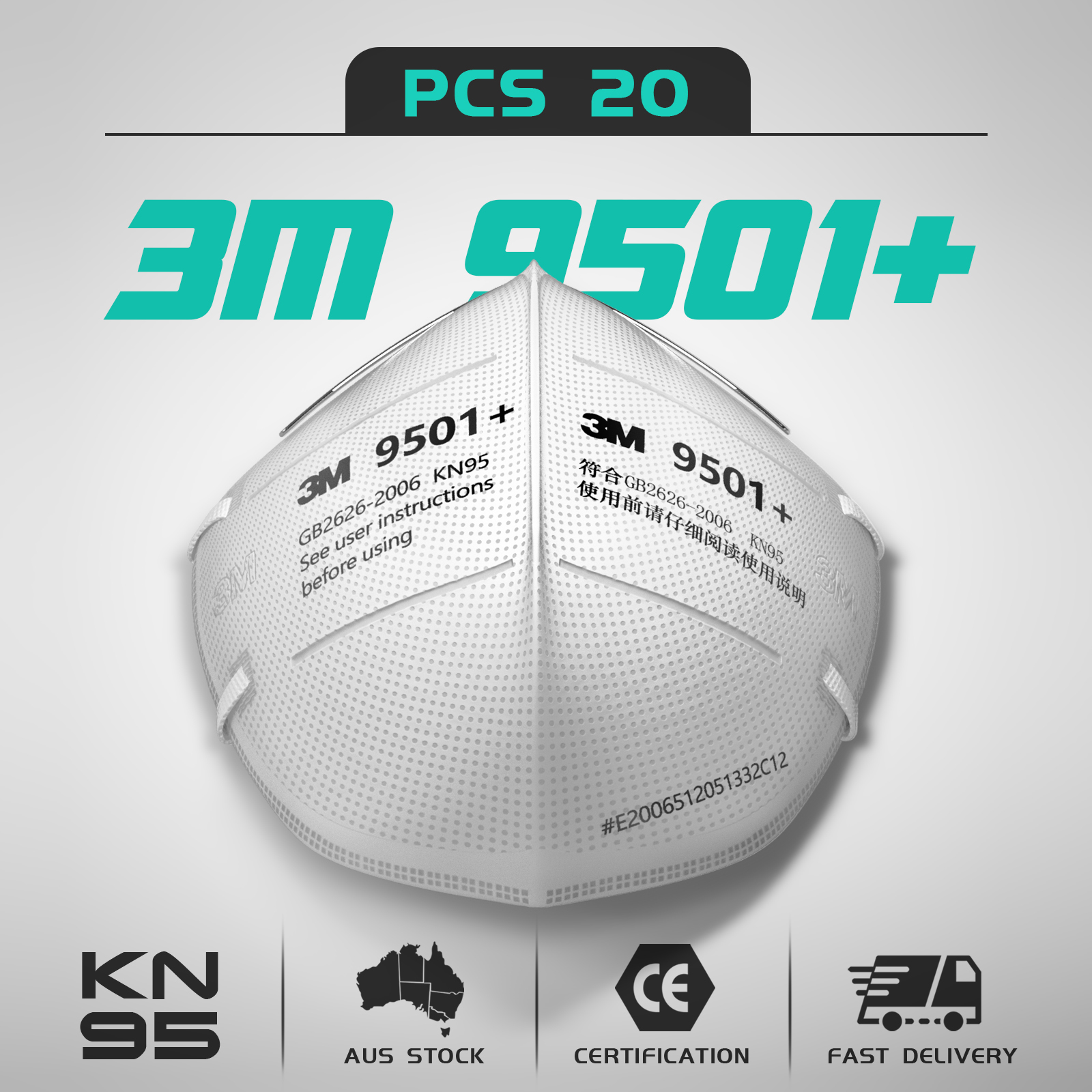 3M 9501+ Face Mask Mouth Masks Reusable Respirator Anti Dust Flu 5/10/20/50pcs - Picture 14 of 49