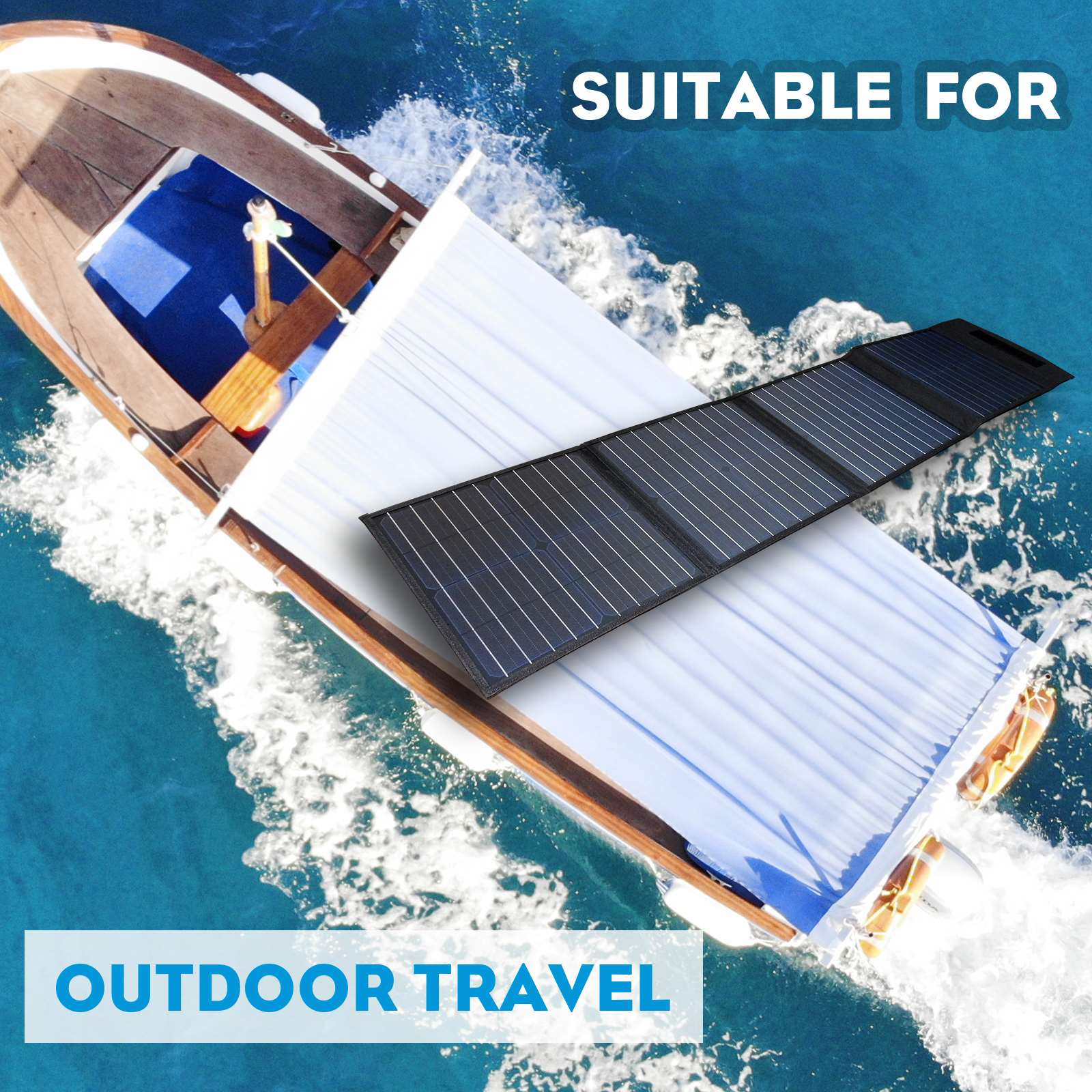 160W 12V Folding Solar Mat Flexible Blanket Solar Panel Kit Camping