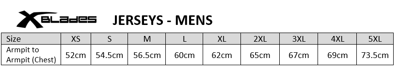 Sizing chart for Cronulla Sharks 2017 NRL Mens Auckland 9s Nines Jersey