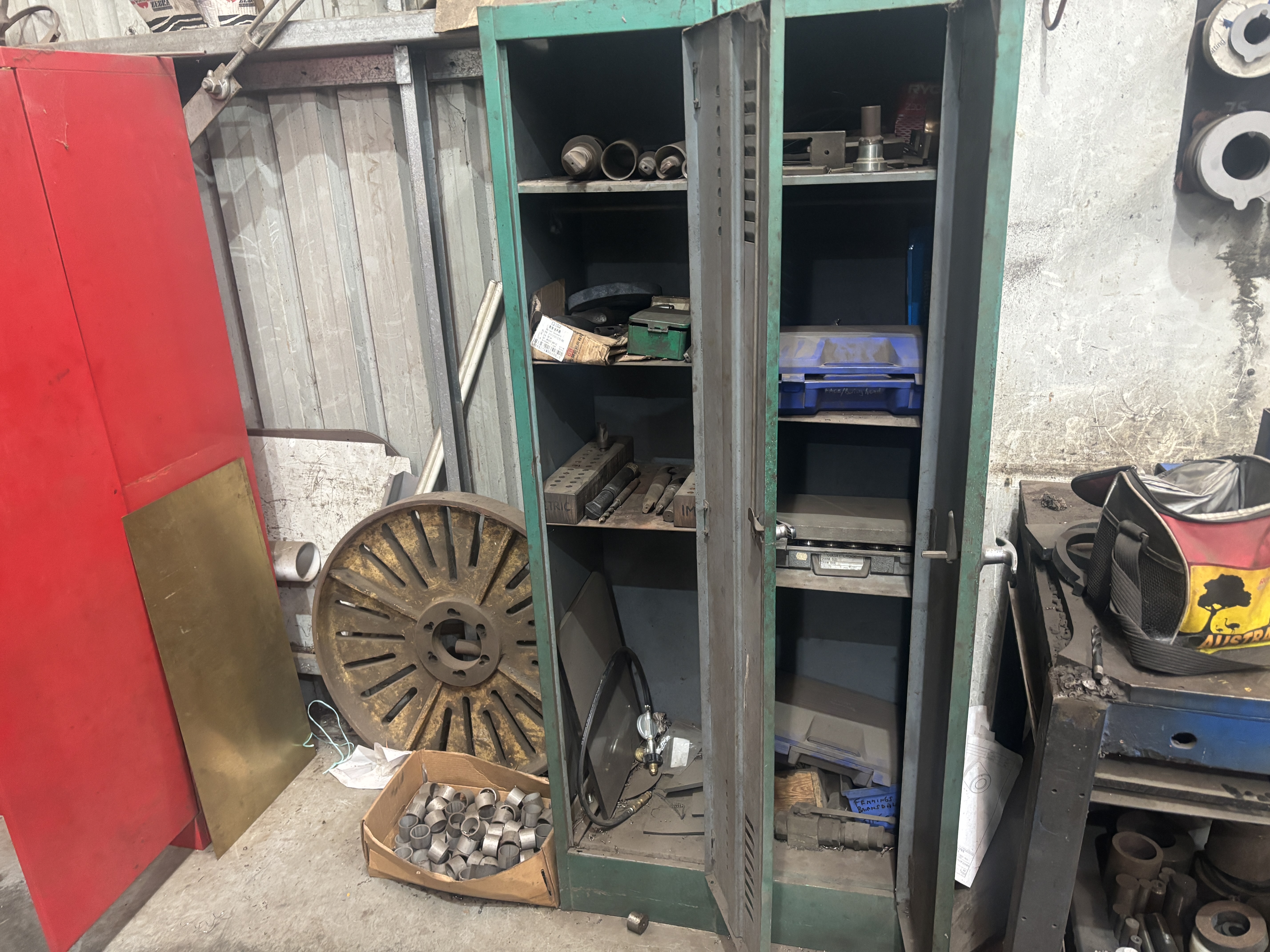 2 X Storage Lockers inc Contents & Steel Wheel