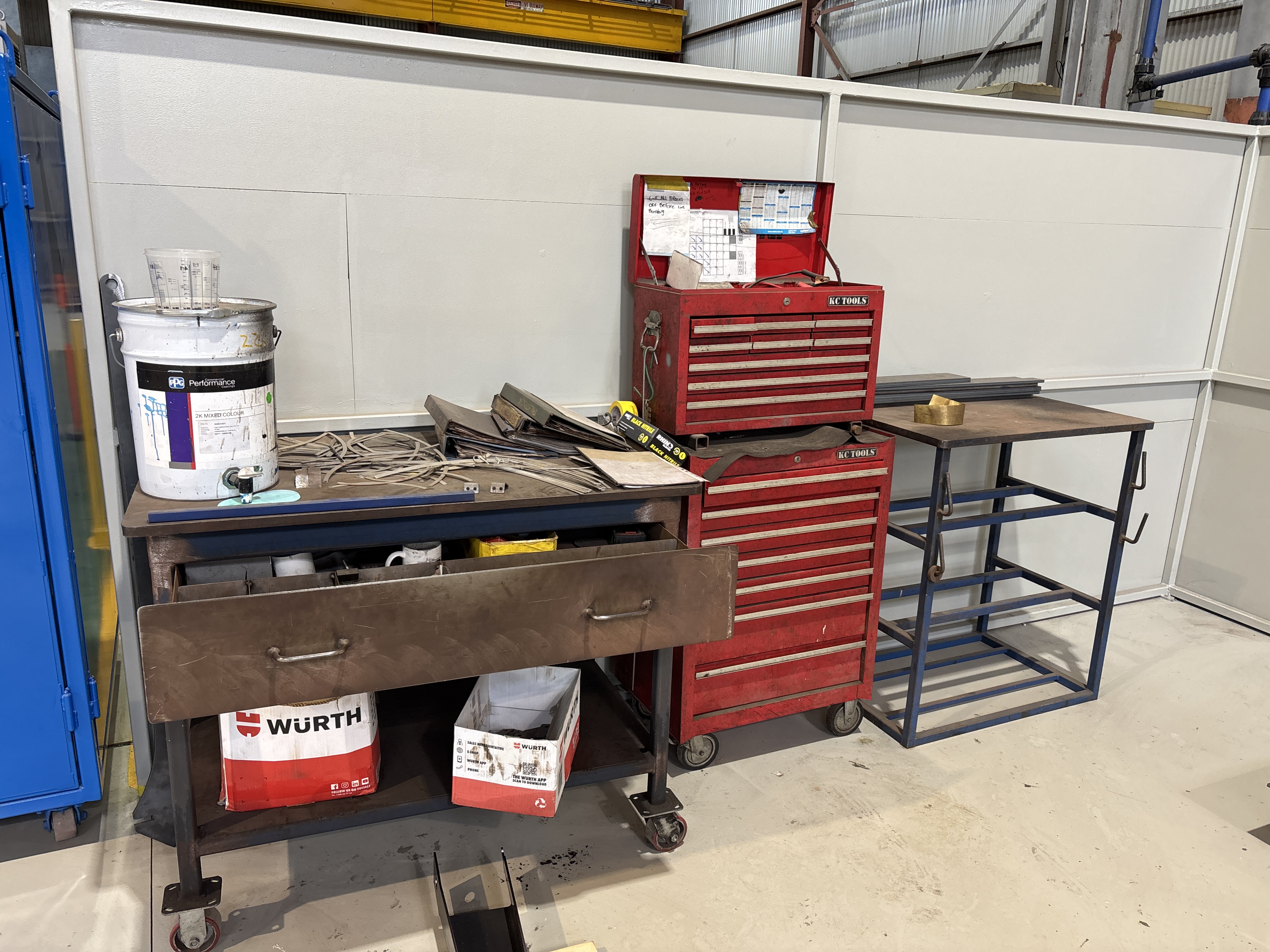 9 · 1 X Red Tool Cabinet inc 2 X Workbenches & Contents