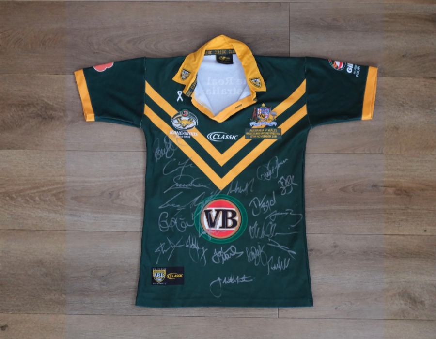 2011 Four Nations Kangaroos Match Worn Jersey (Akuila Uate) – Darren Lockyer Final Game