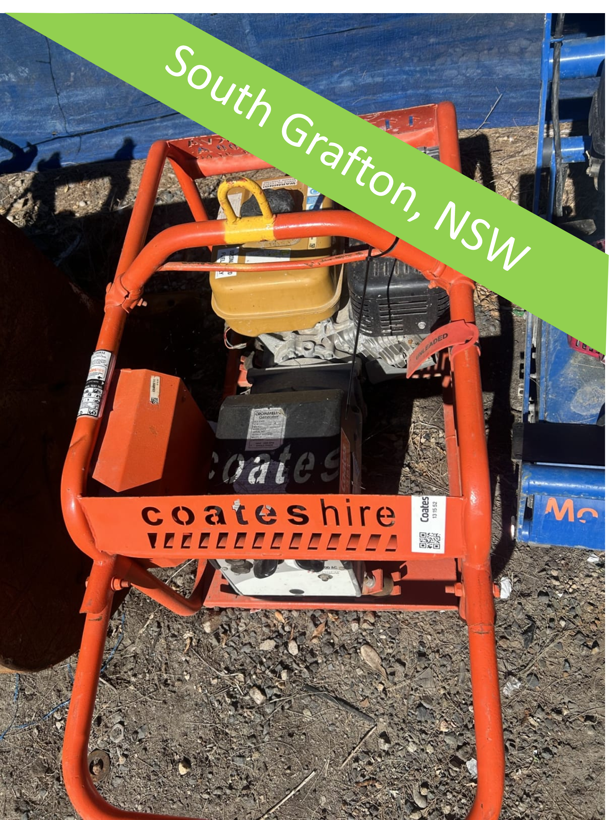 Crommelin 5kVA petrol welder generator, Sincro EA200AC head, 200A AC output (Ex-Hire)