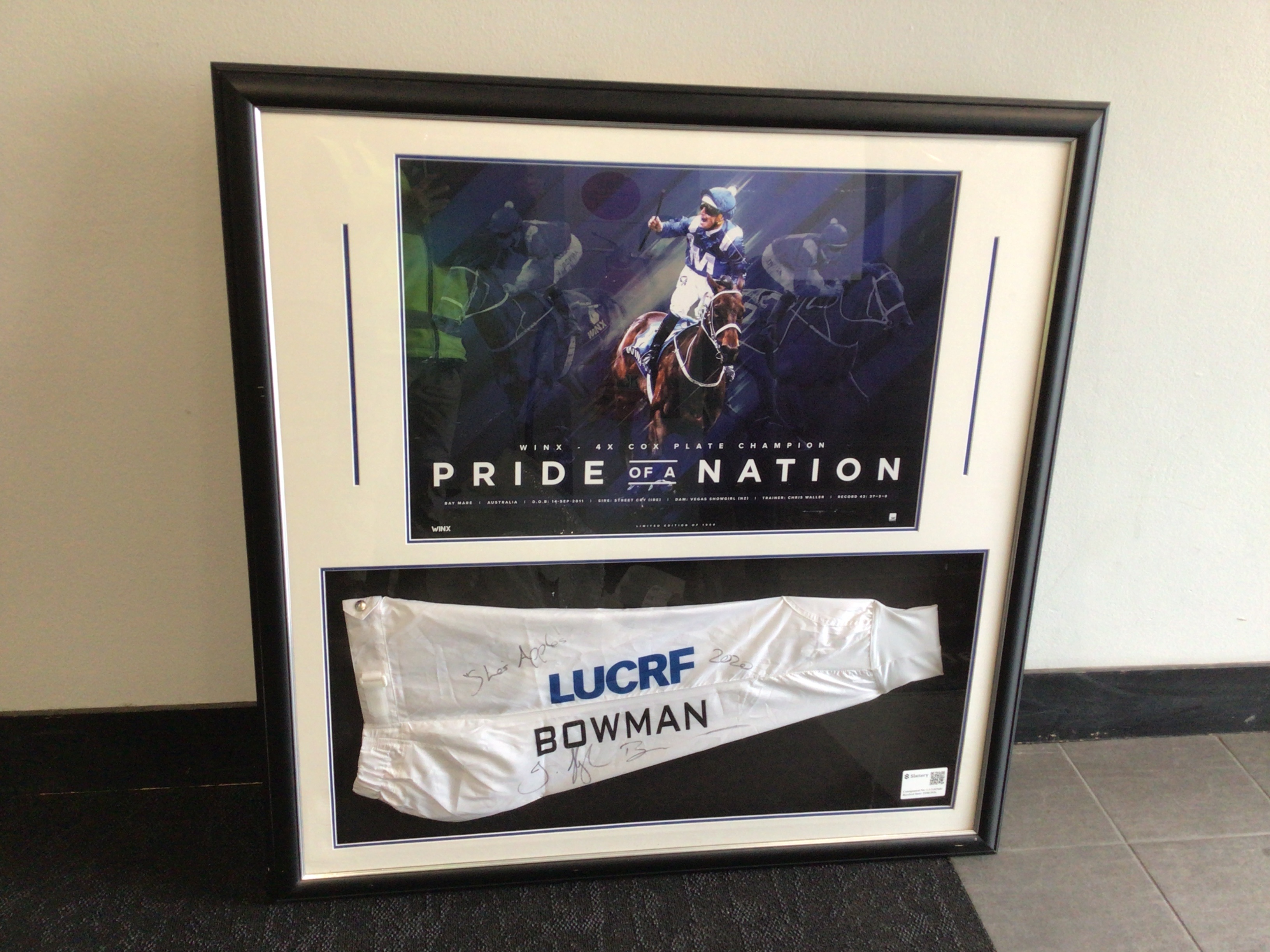 Winx-4x Cox Plate Champion Signed Jockey Pants Bowman