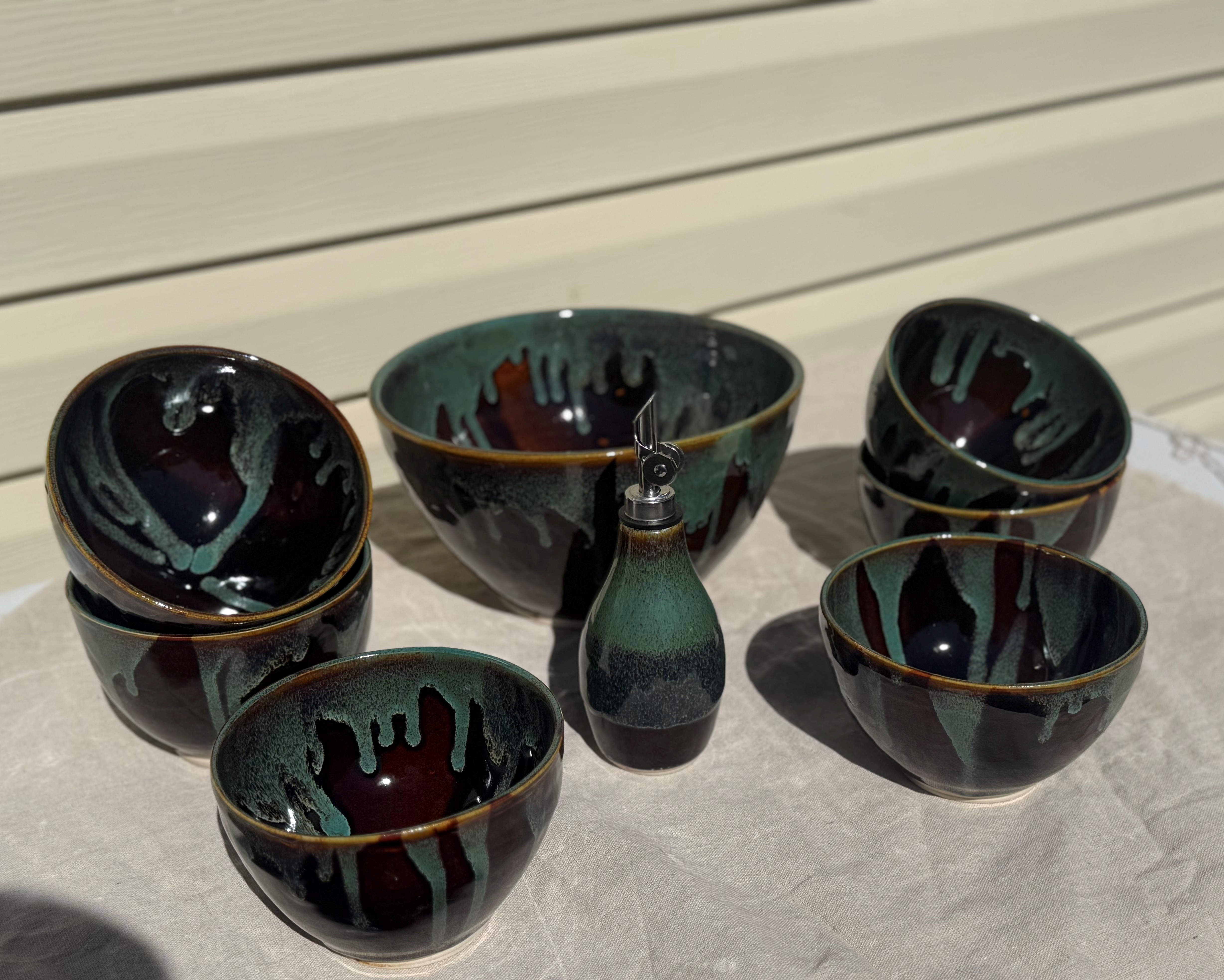 Hand Made 8 Piece Stoneware Serving Set | Donated By Lee Gleisner Pottery