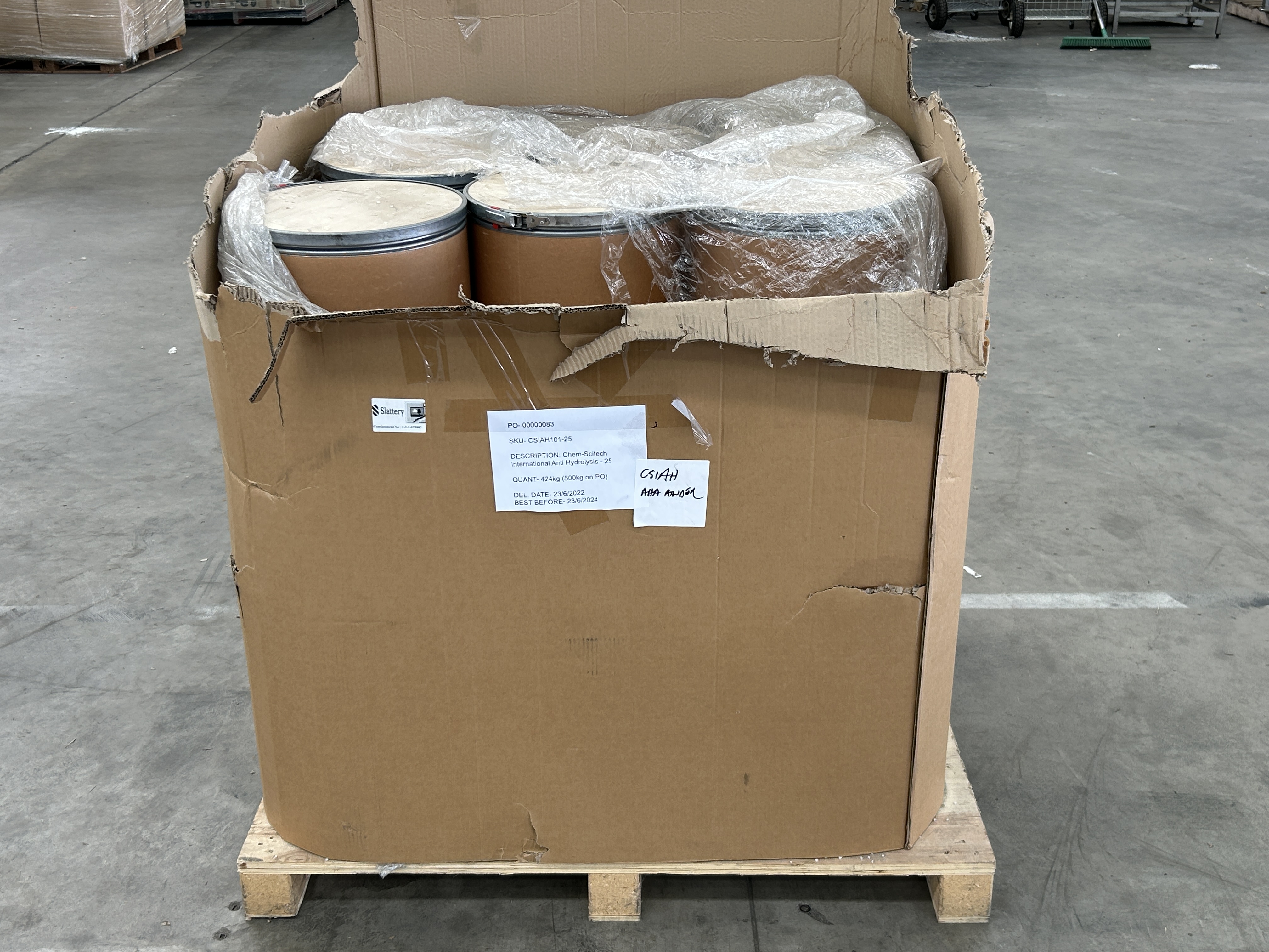 Approx 15x 25KG Drums Of  Chem-Scitech International Anti Hydrolysis