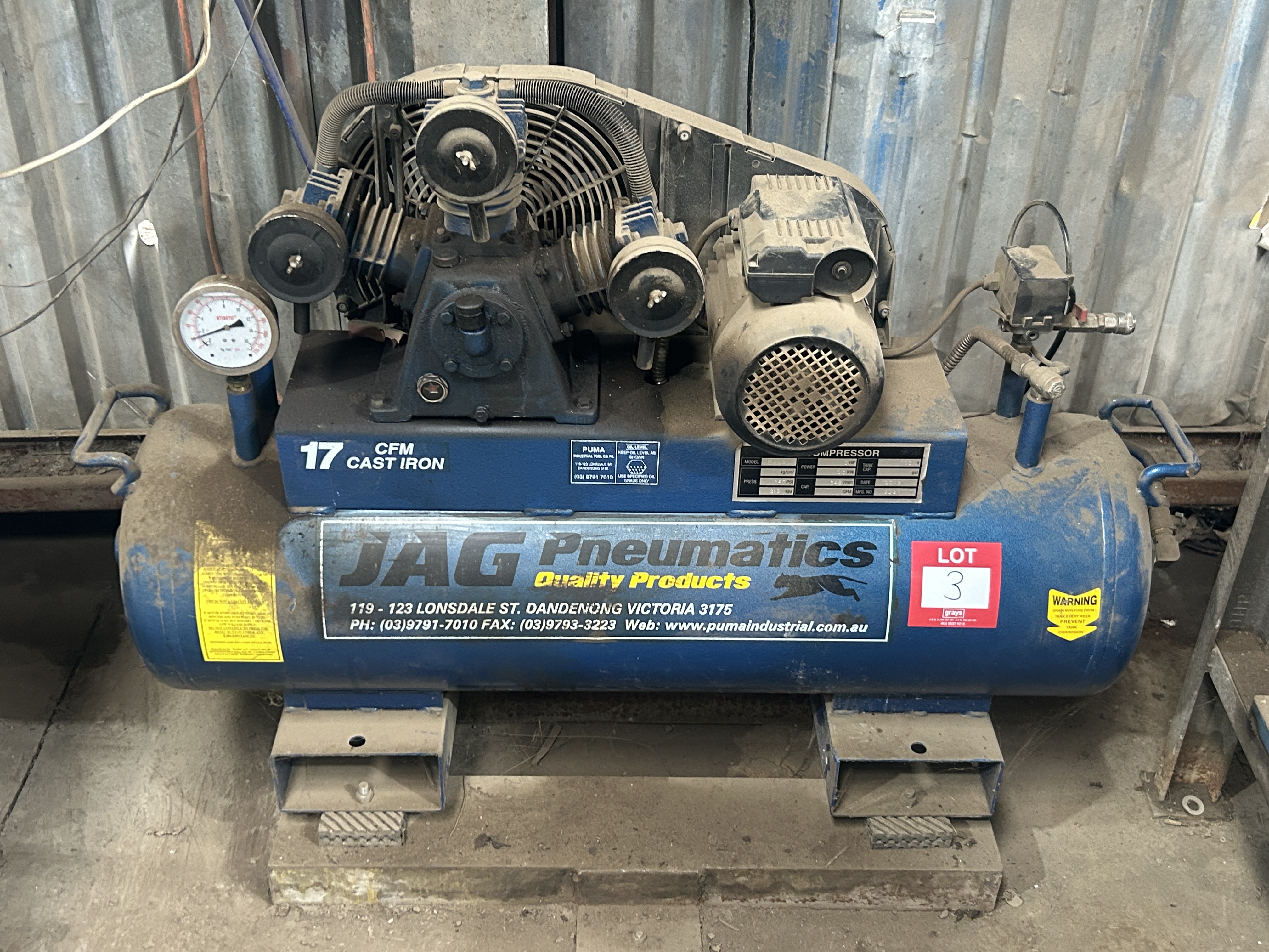 2019 JAG TTA65 3HP 110L Air Compressor