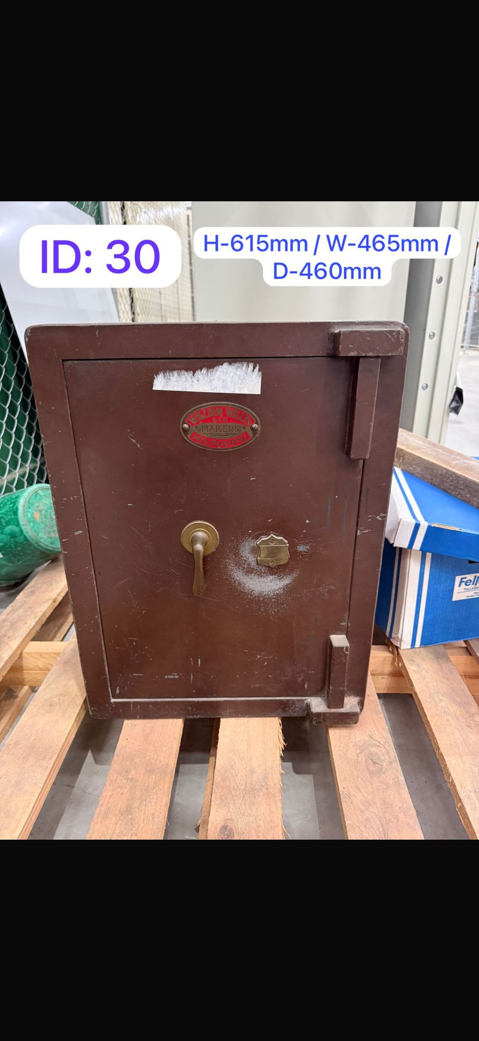 Antique William Wills & Co Melbourne Cast Iron Safe, Key Lock, 615 x 465 x 460mm