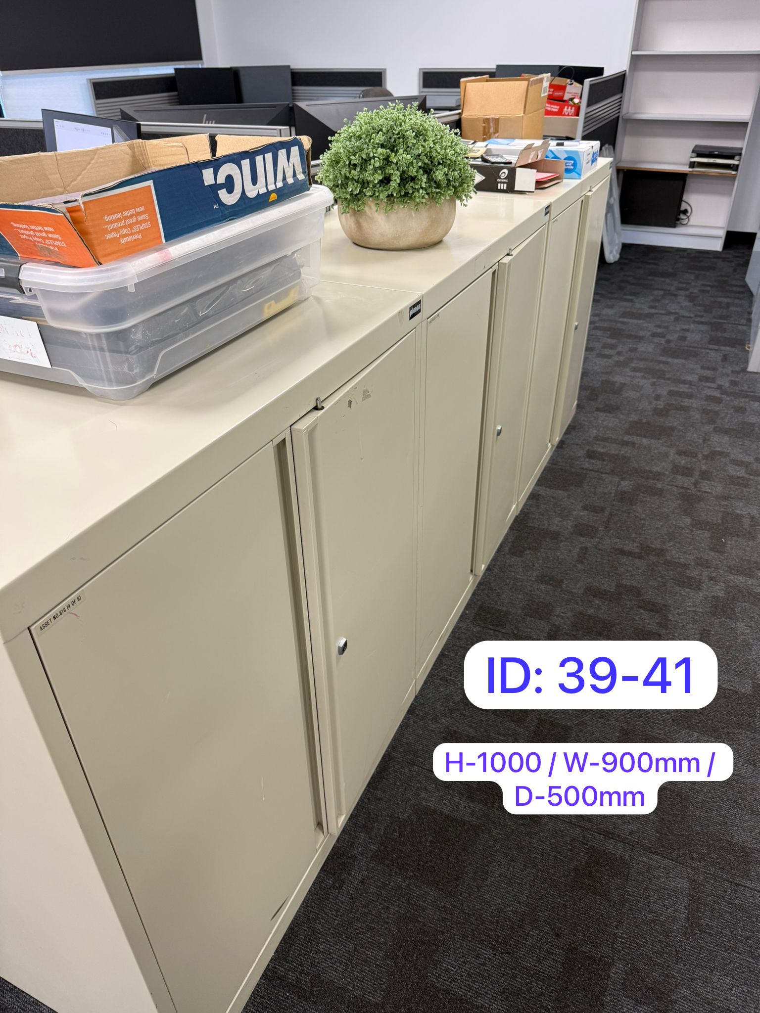 12 · 3x Planex Beige Steel Tambour Door Office Storage Cabinets – Lockable, H1000 x W900 x D500mm