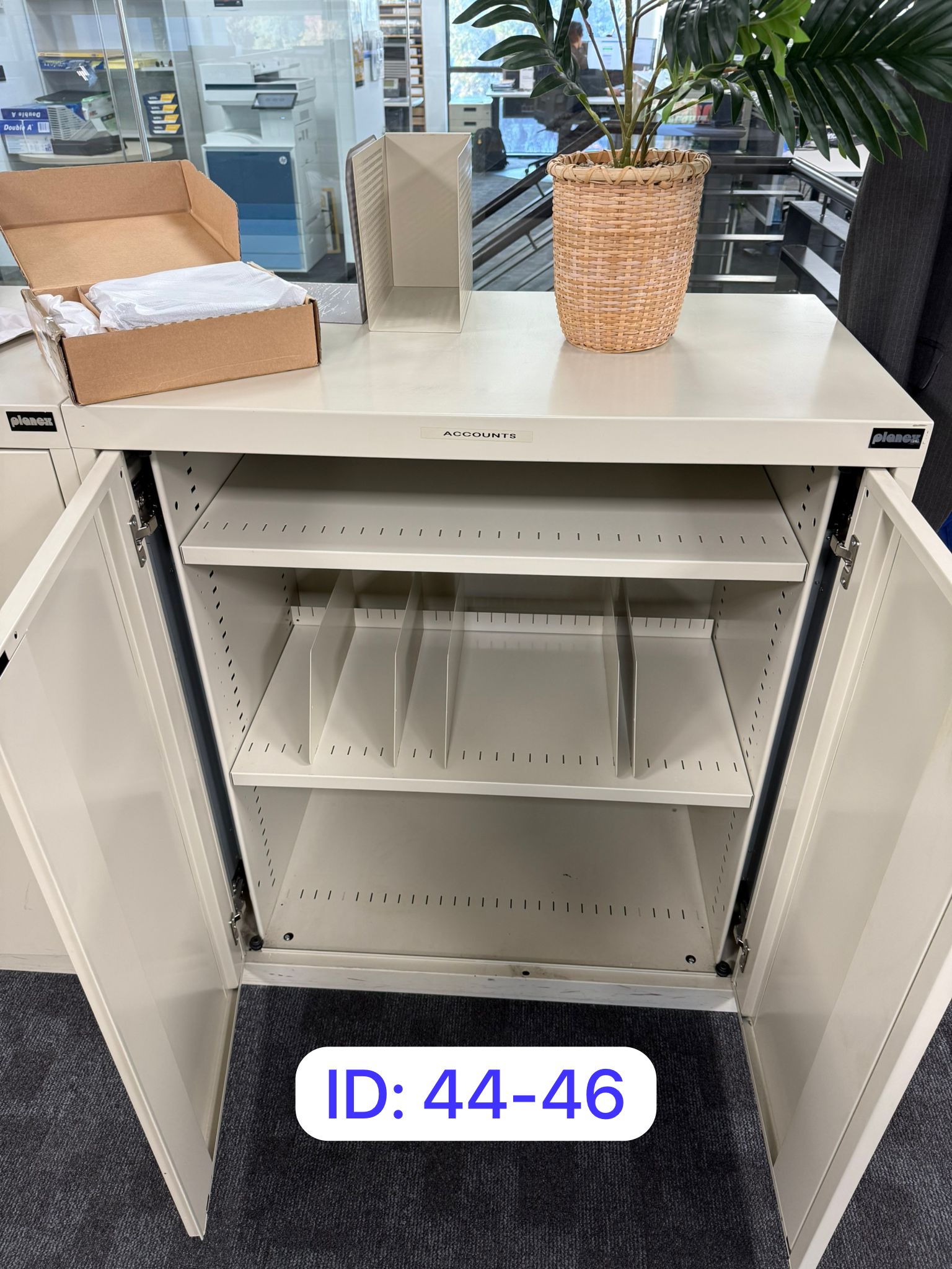 14 · 3x Planex Beige Steel Tambour Door Office Storage Cabinets – Lockable, H1000 x W900 x D500mm