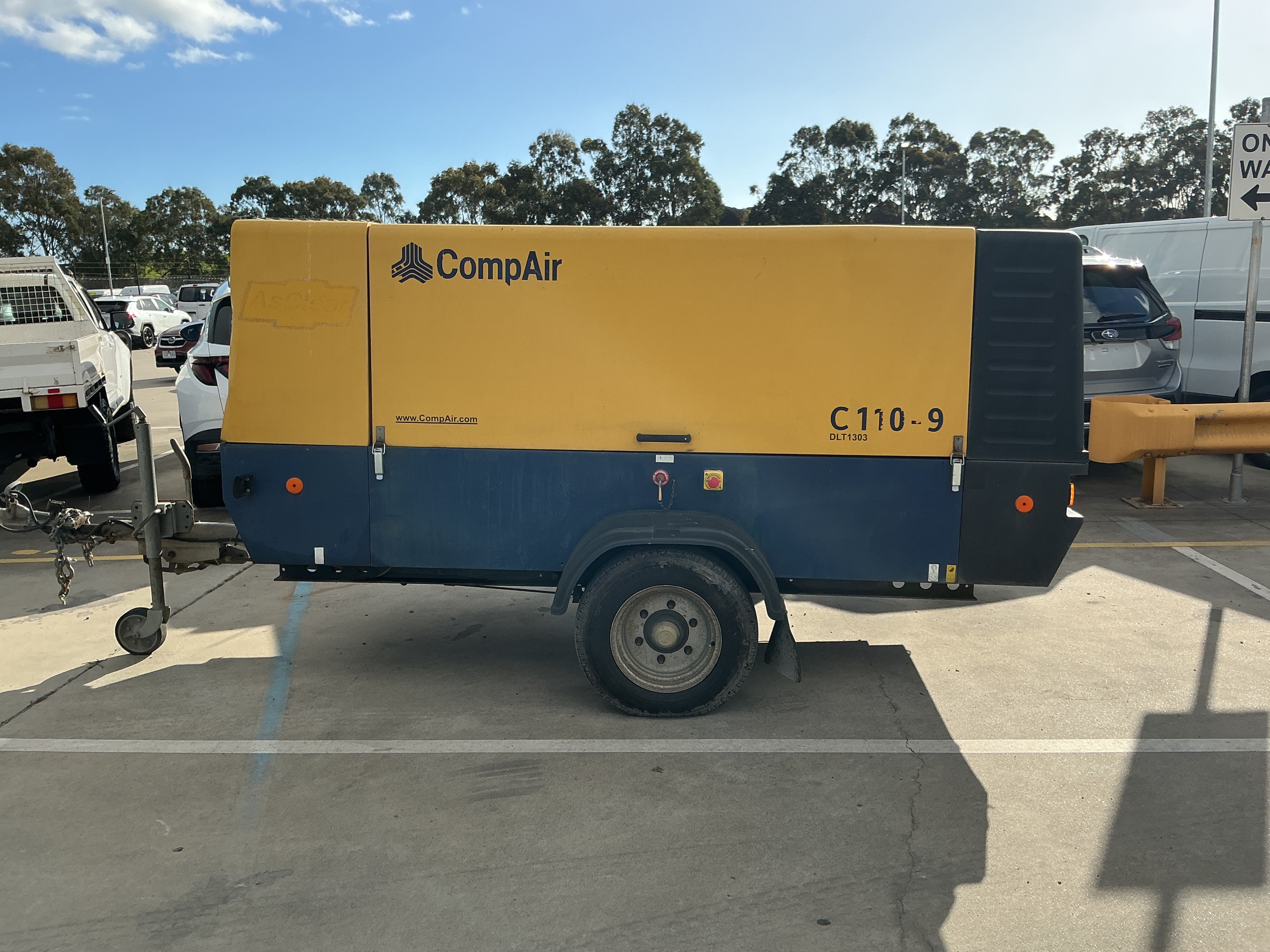 2010 CompAir C110-9 Air Compressor Single Axle Trailer