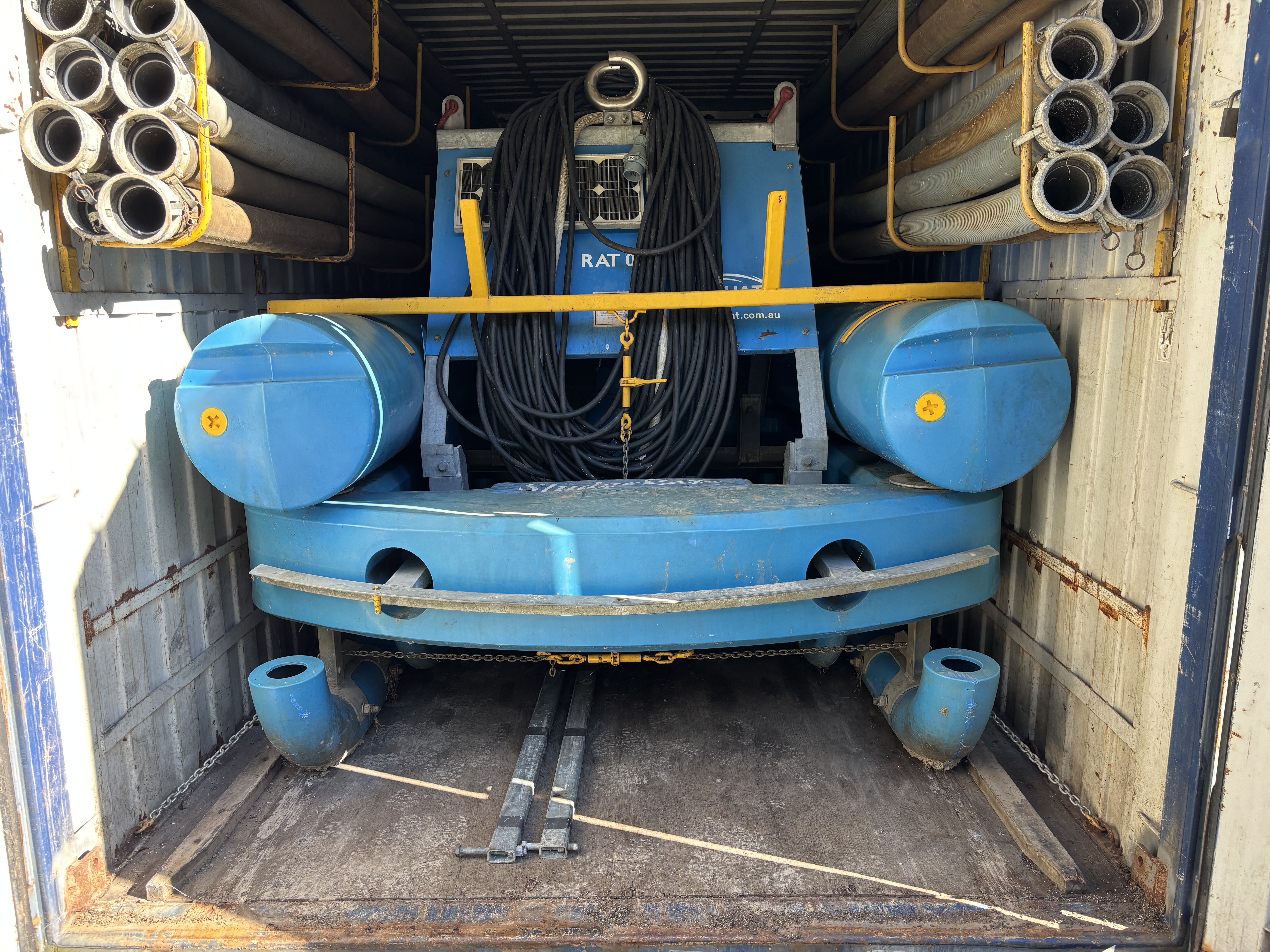 UAT Pacific SludgeRat Floating Pump Platform & 20ft Shipping Container (UNRESERVED)