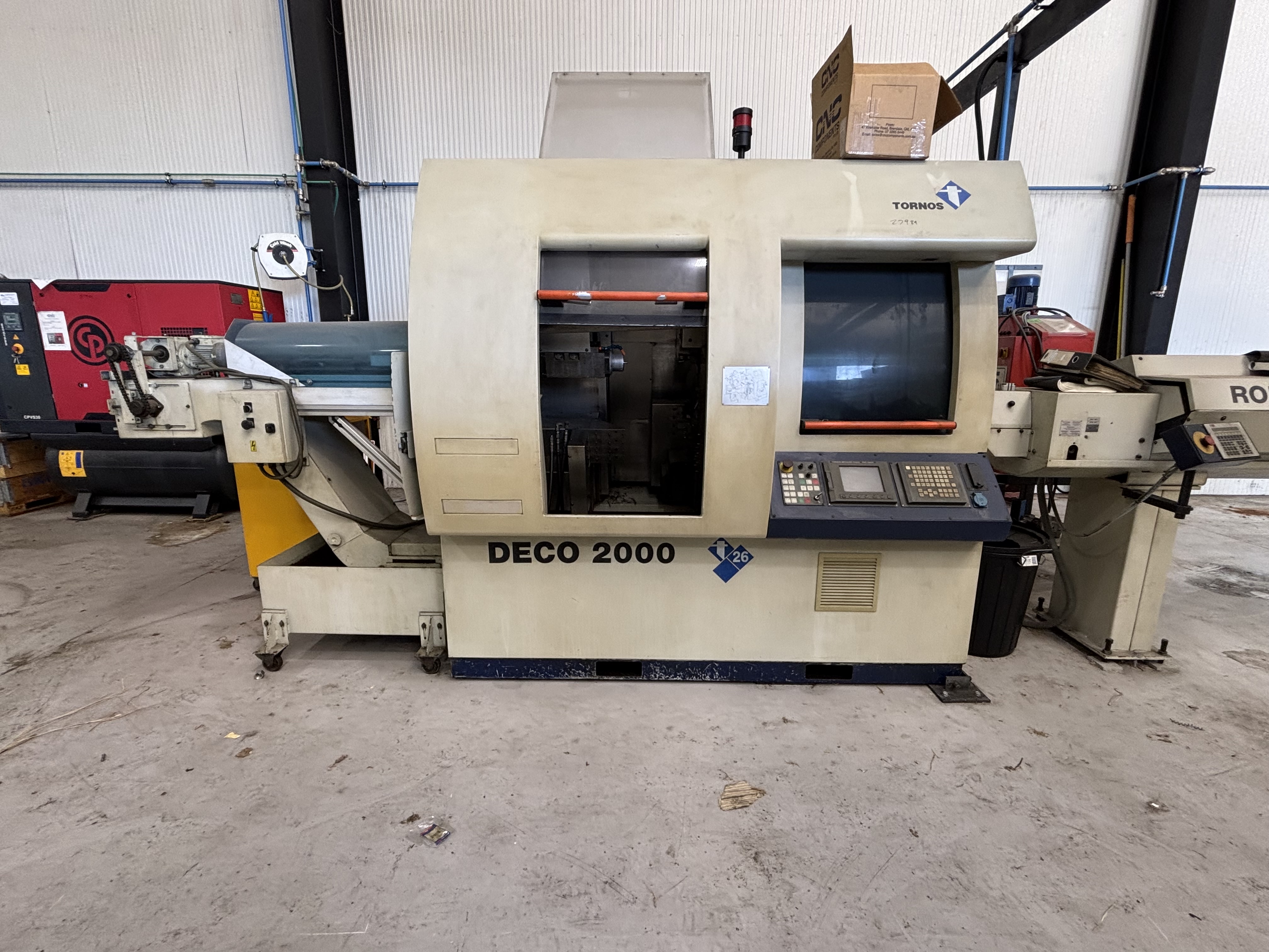 2001 Tornos DECO 2000/26 CNC Sliding Headstock Lathe with Robobar SSF-532 Bar Feeder