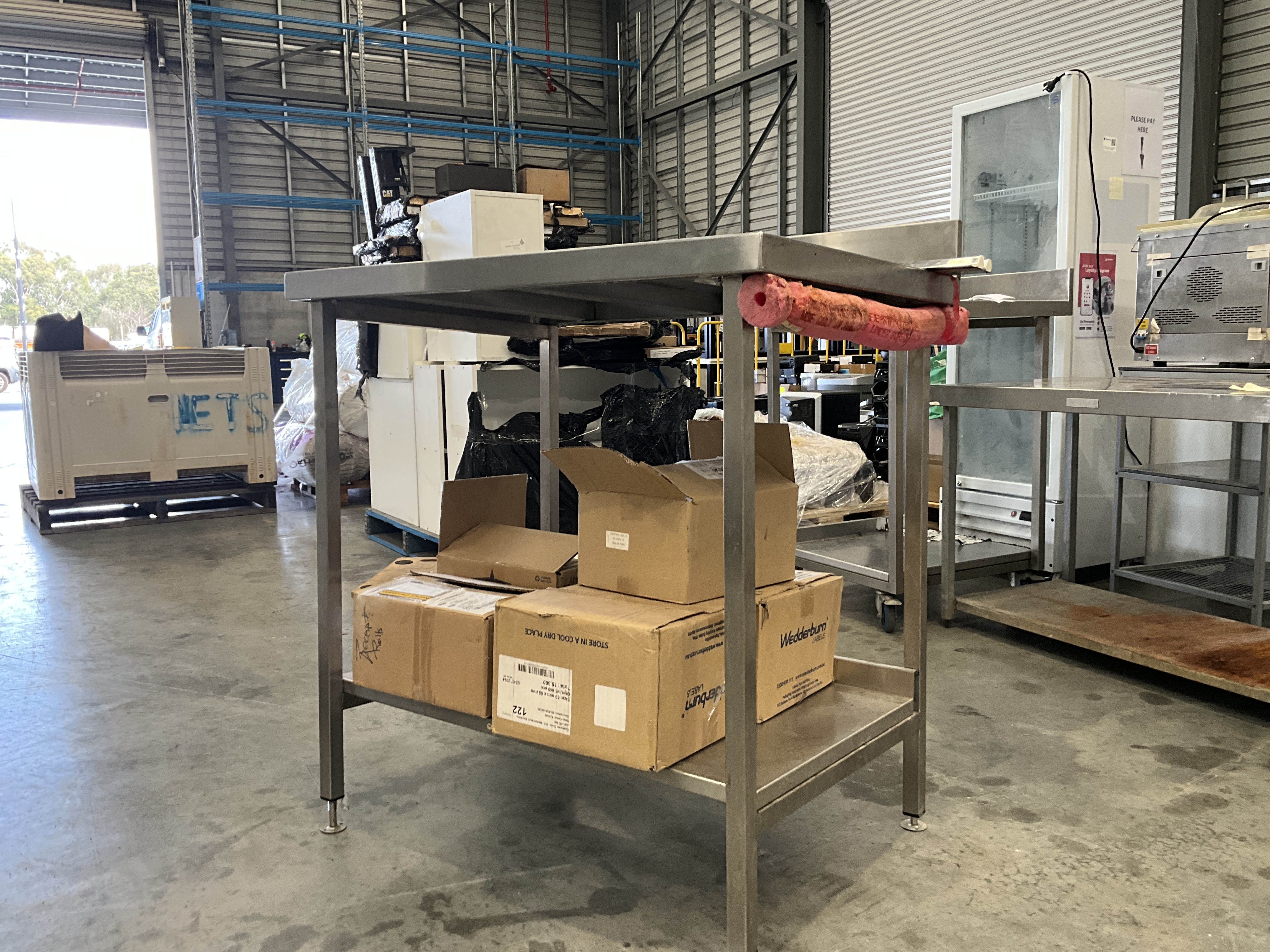 Commercial serving table, receipt holder & printing labels