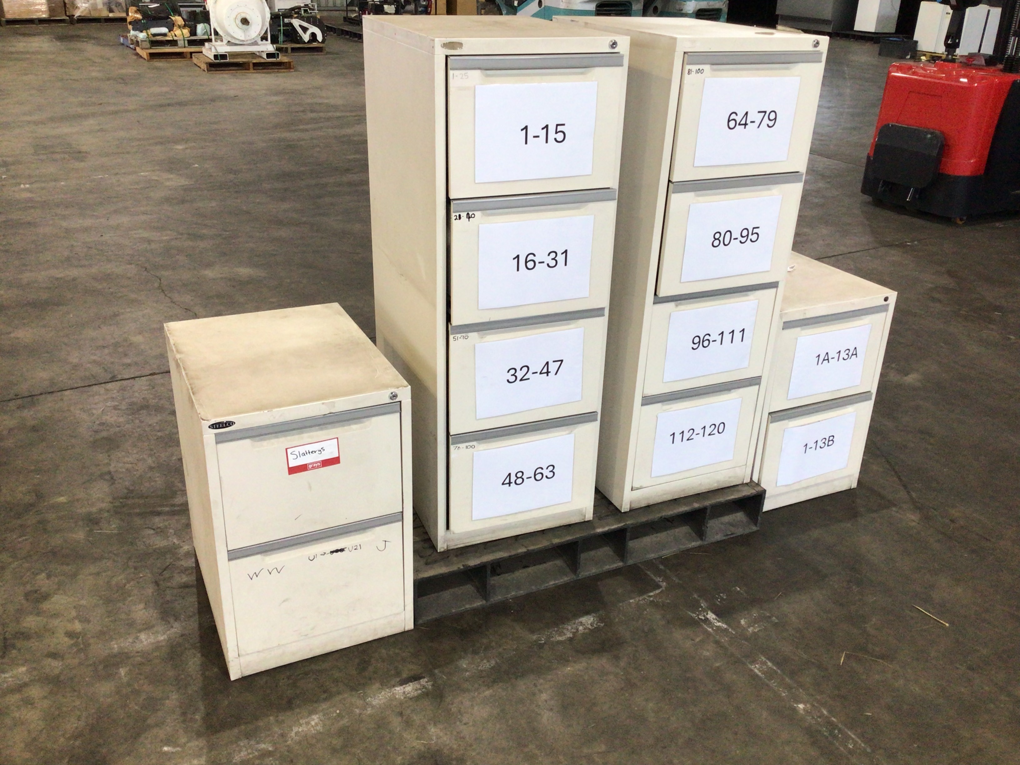 Qty of Biege Filing Cabinets x4