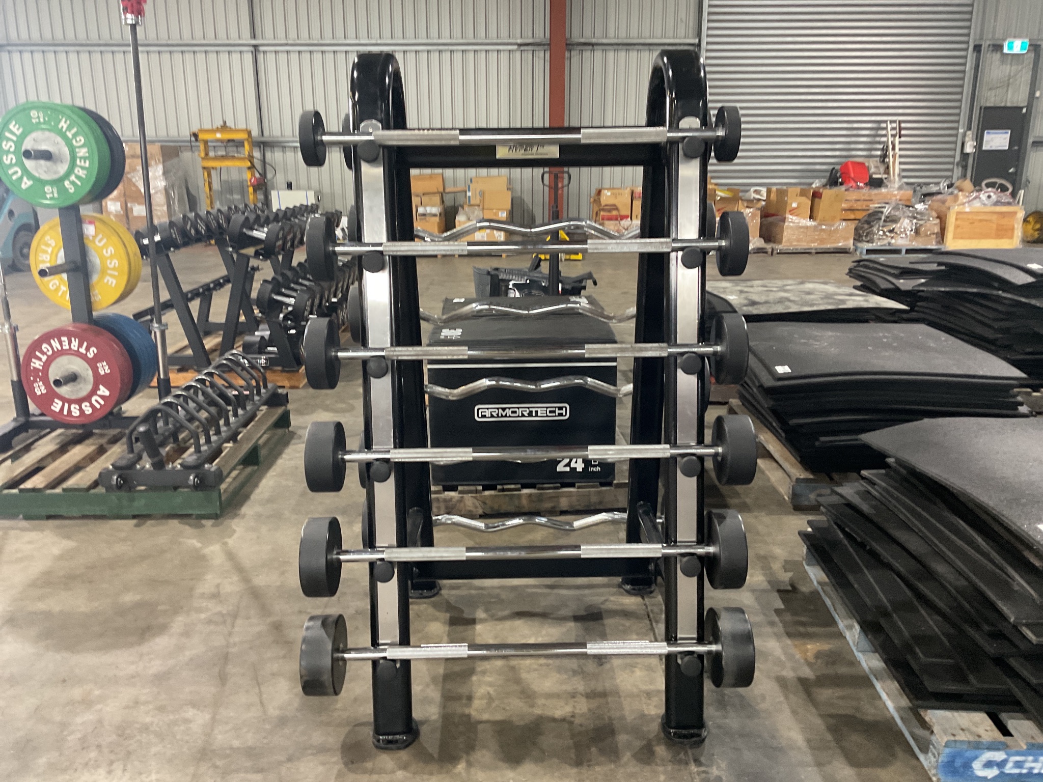 Snap Fitness EZ & Straight Barbell Set with Storage Rack