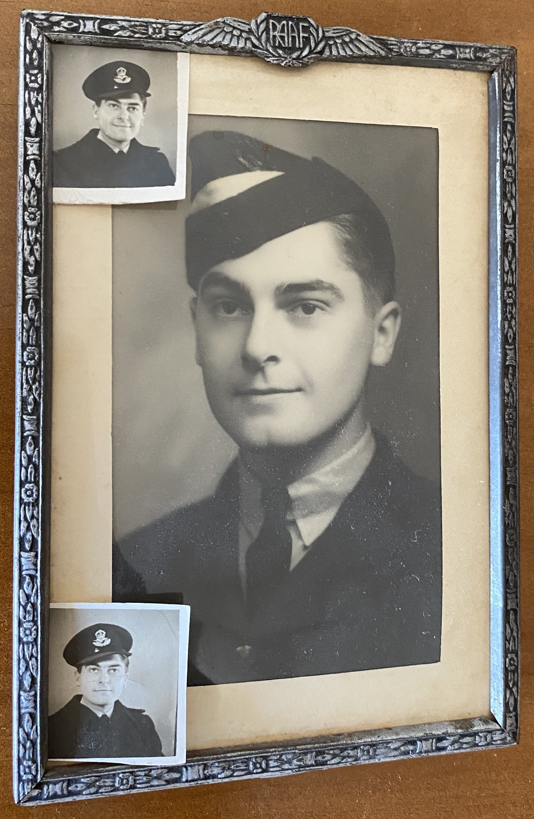 Robert during his time in the Royal Australian Air Force Three black and white photo portraits of Robert Marshall during his service