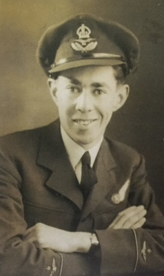 A portrait photo of Tony Adams in uniform as a Pilot Officer A portrait photo of Tony Adams in uniform as a Pilot Officer