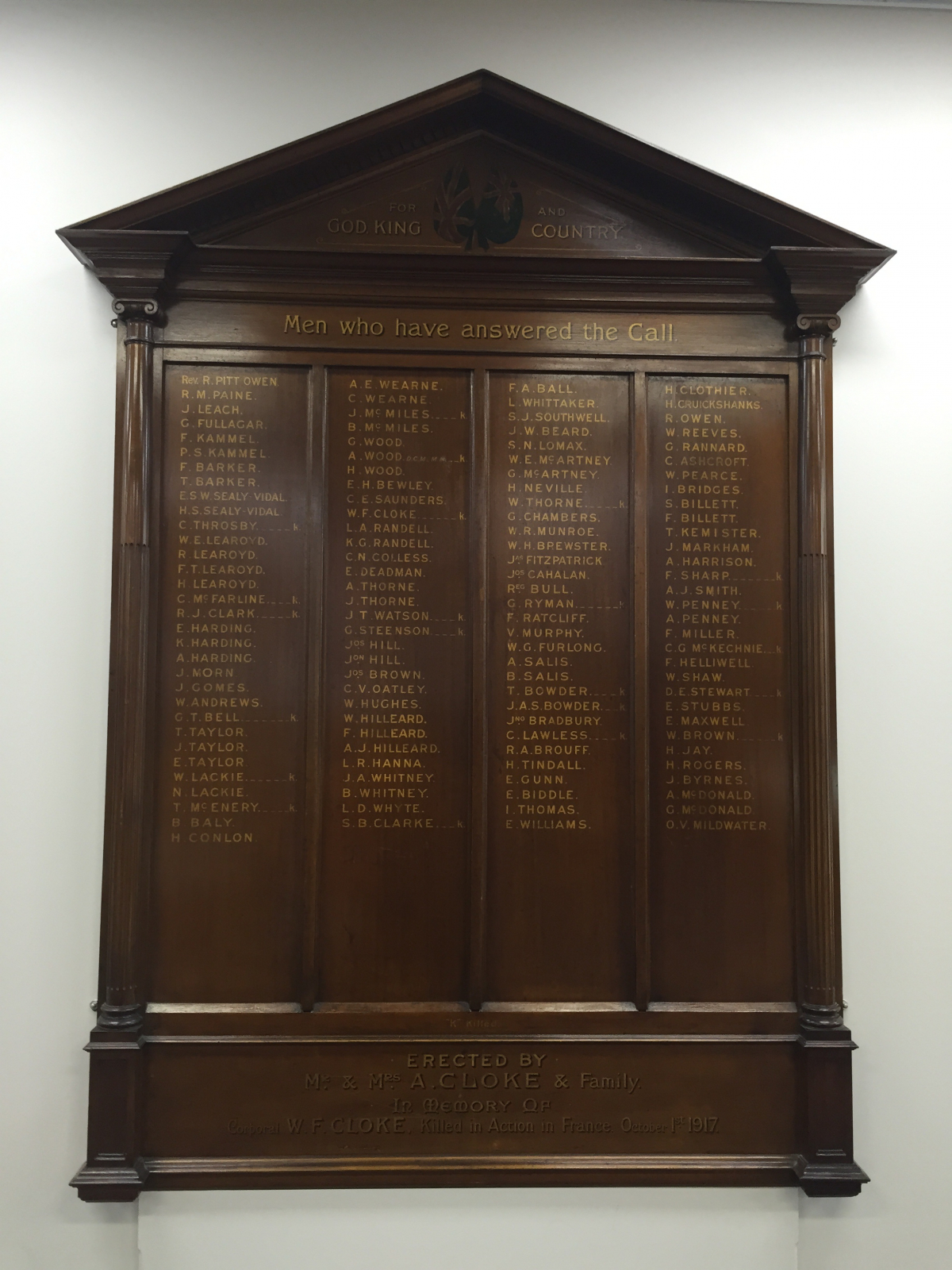 Cloke Family Honour Roll Nsw War Memorials Register