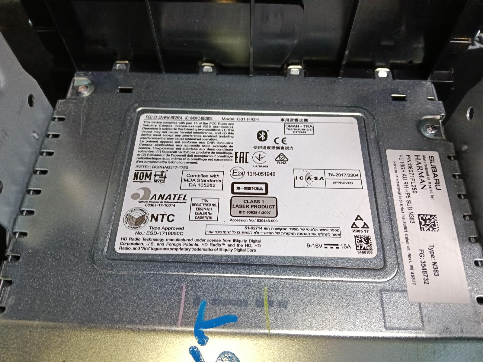 View Auto part Radio/Cd/Dvd/Sat/Tv Subaru Impreza 2018