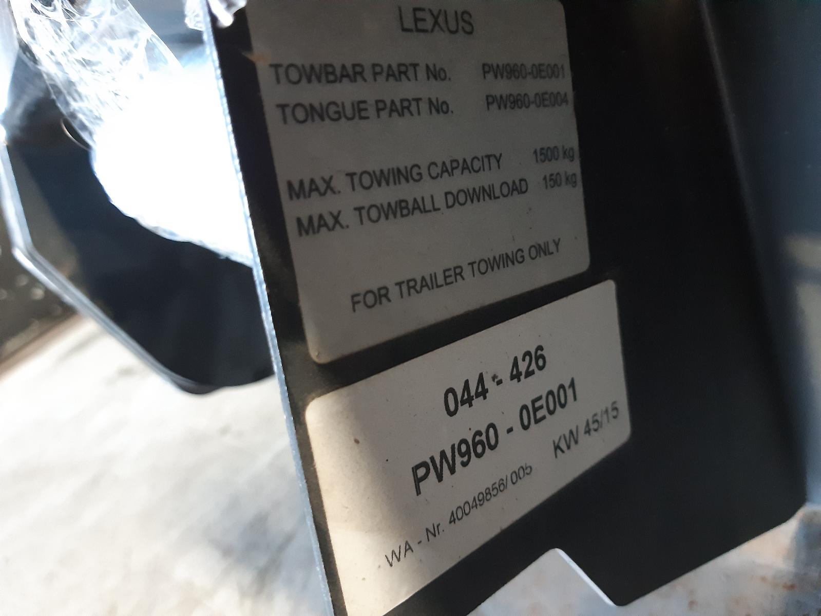 View Auto part Towbar Lexus Rx Series 2021