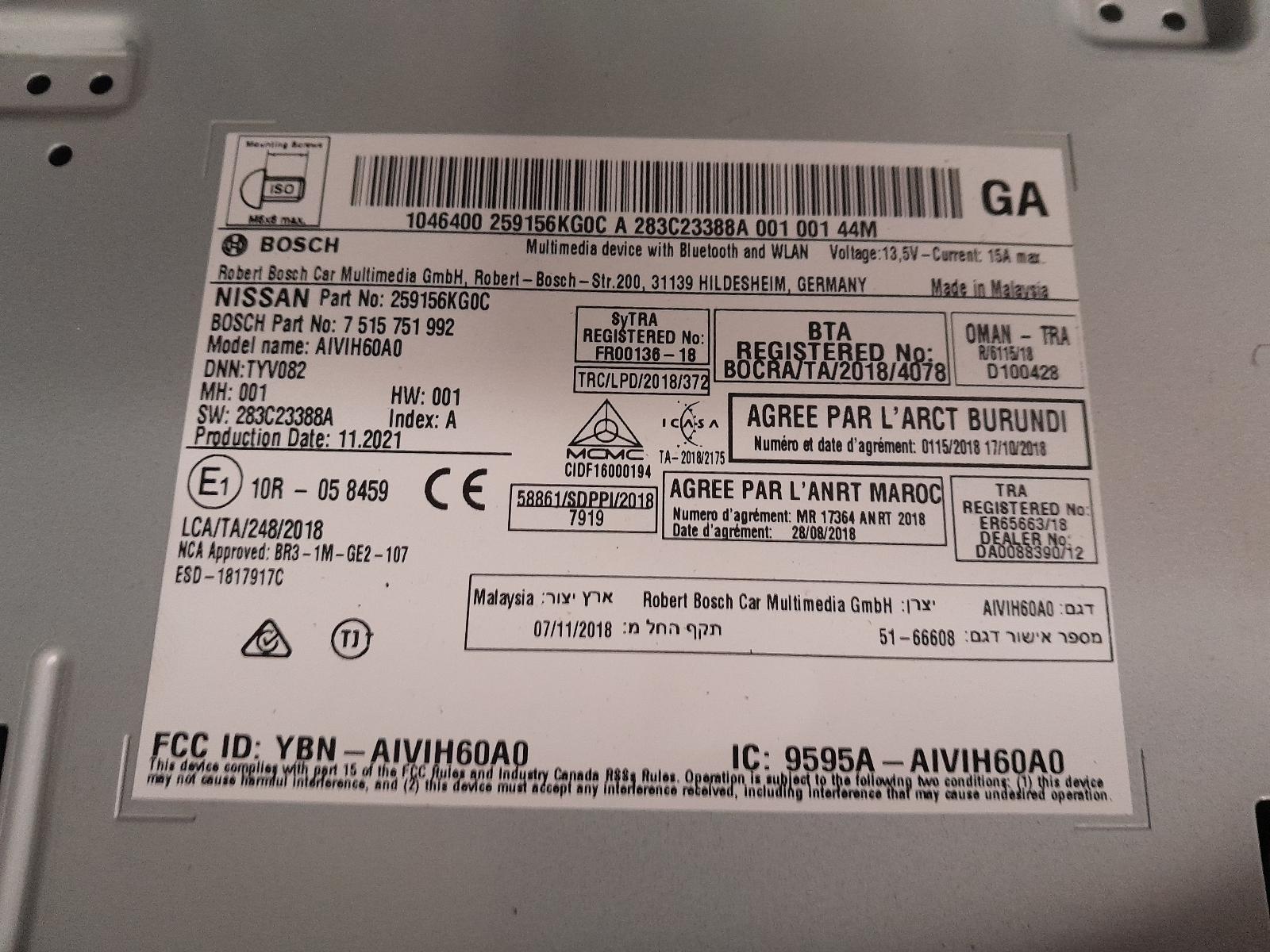 View Auto part Radio/Cd/Dvd/Sat/Tv Nissan Navara 2022