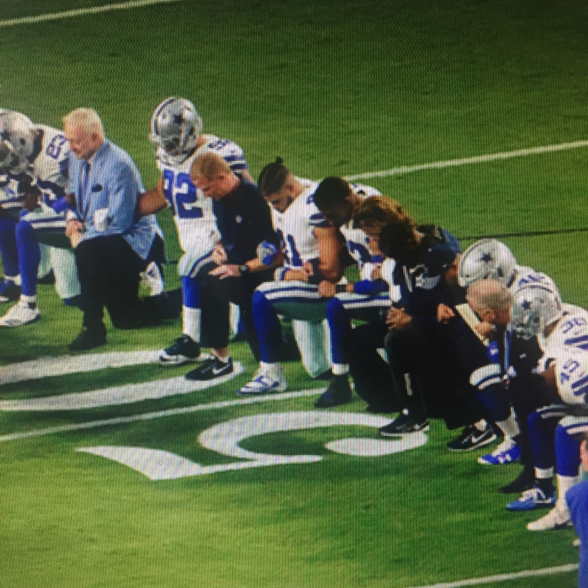 The Cowboys take a knee – before the anthem