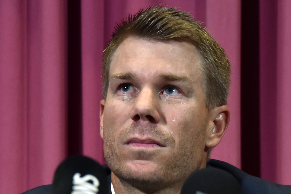 David Warner at his press conference. Pic: PETER PARKS/AFP/Getty Images