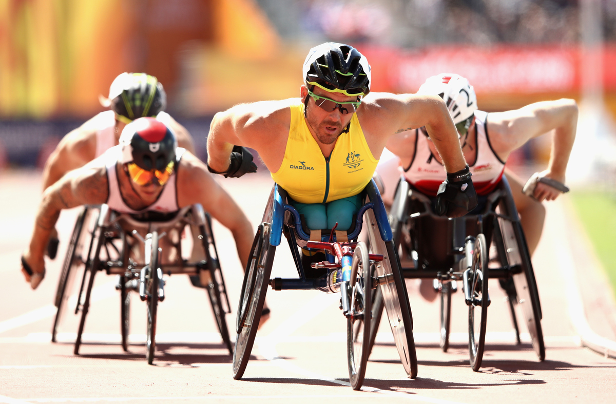 Kurt Fearnley in the Men's T54 1500m heats. Pic: Cameron Spencer/Getty Images