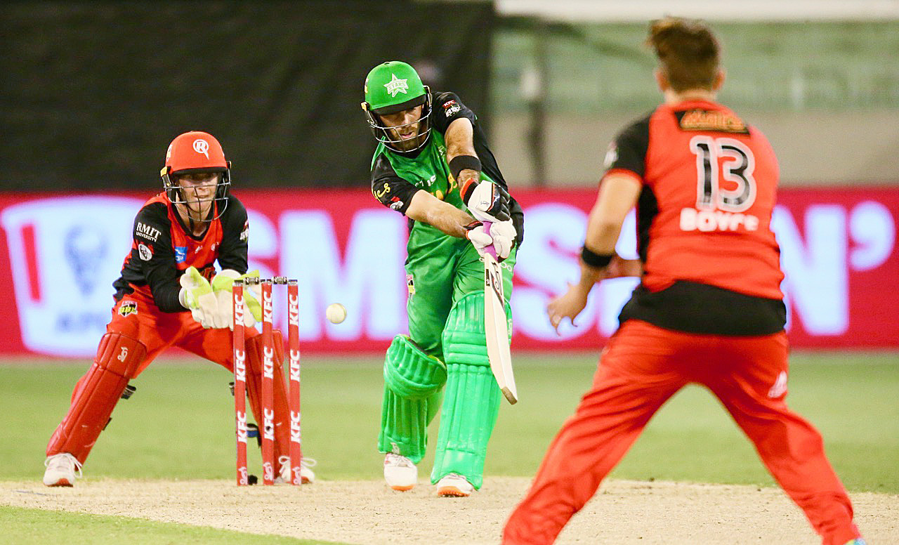 Glenn Maxwell in Action against the Renegades. Pic: Kathy Watt