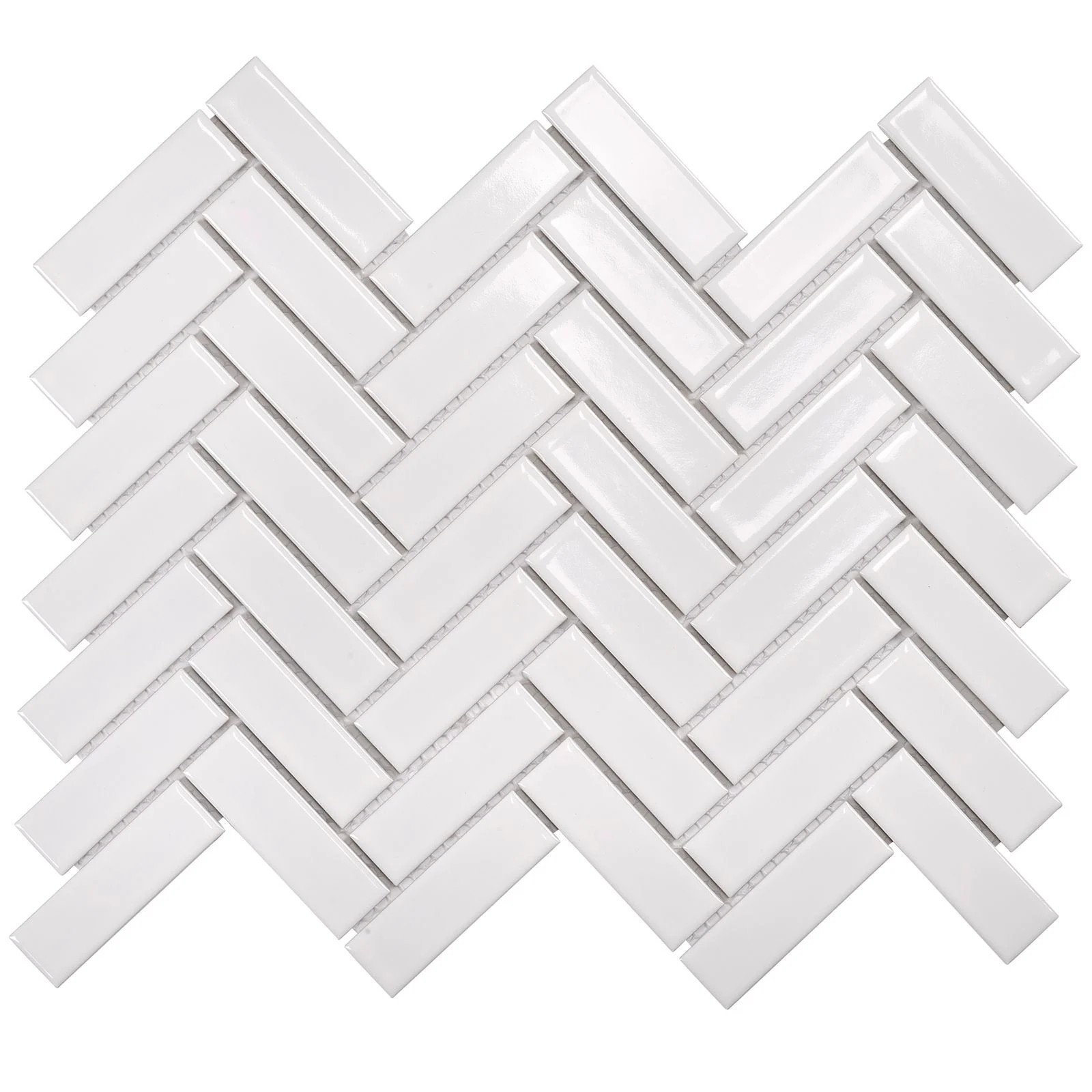 Glazed Herringbone White Gloss Mosaic