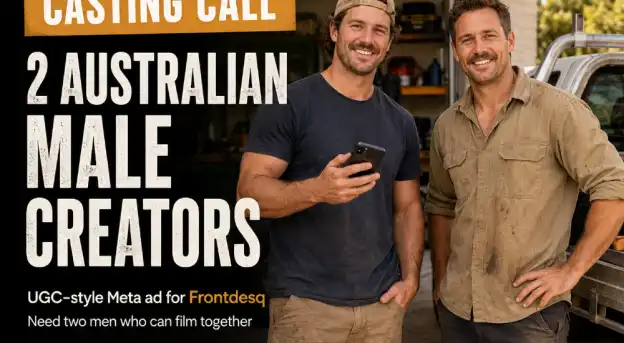 Two Australian male creators actors for UGC-style Meta ad