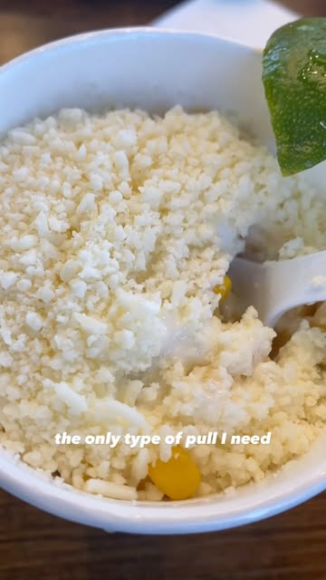 Cheese pull from corn in a cup