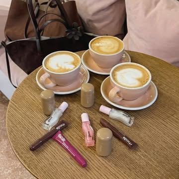 Rhode products in aesthetic coffee shop