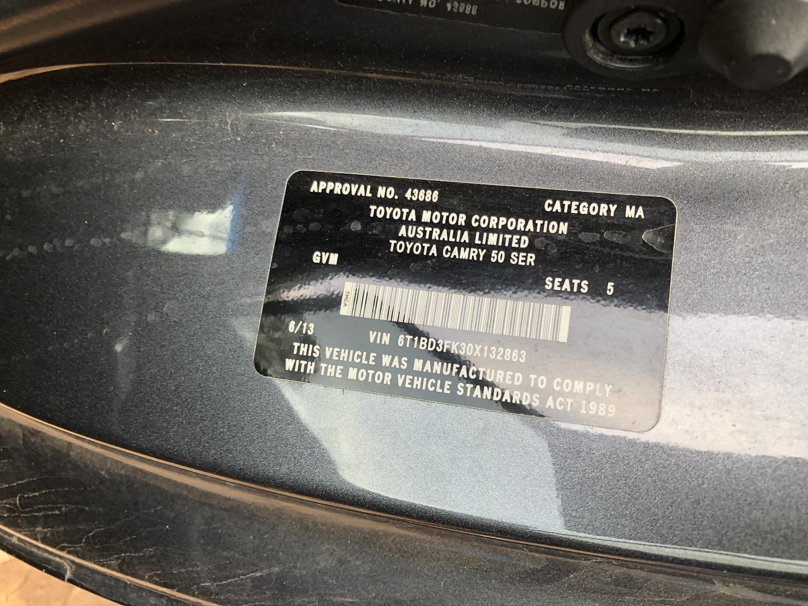 View TOYOTA CAMRY 2013 4 Door Sedan Breaking