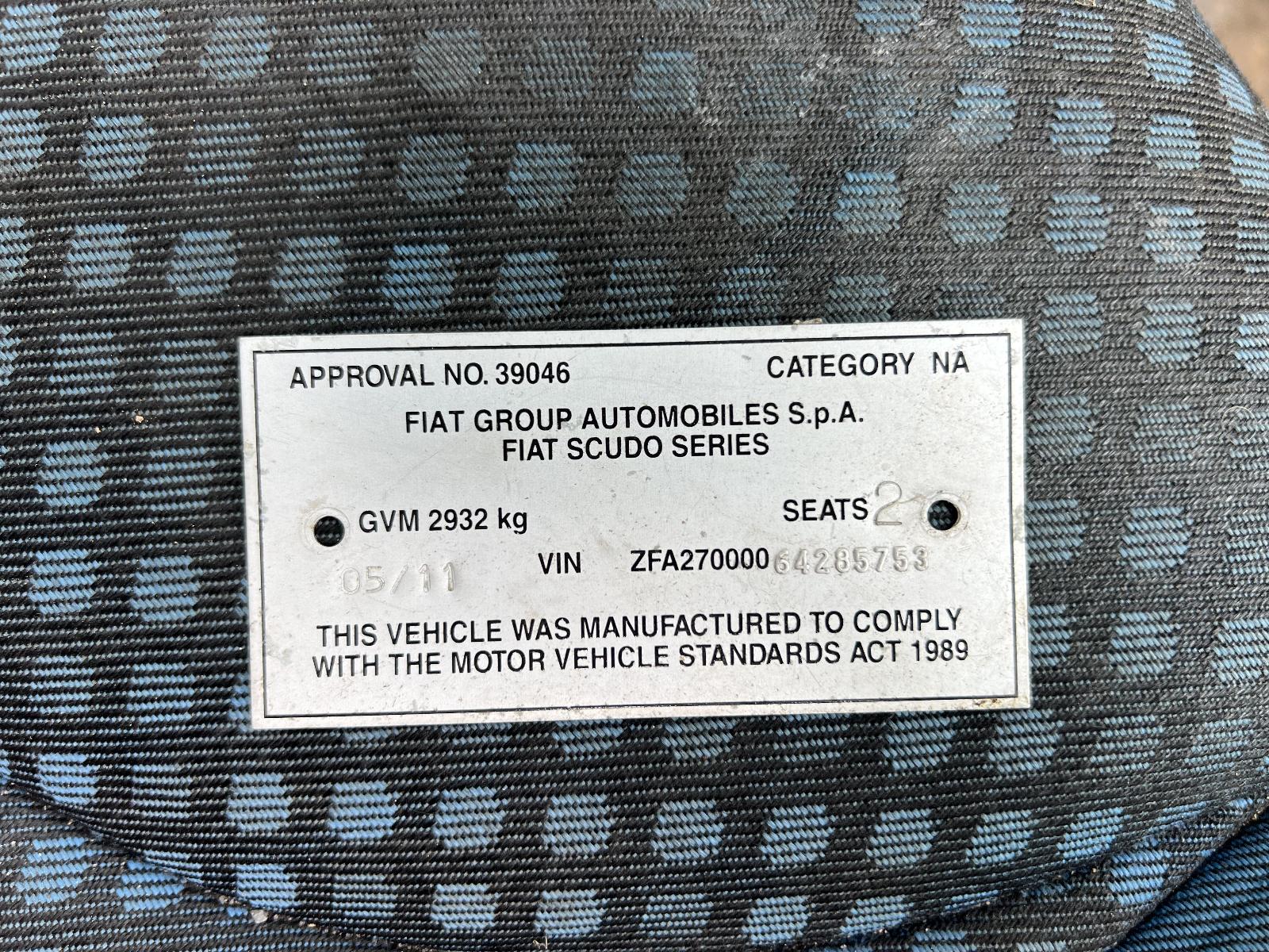 View FIAT SCUDO 2010 2 Door Van Breaking