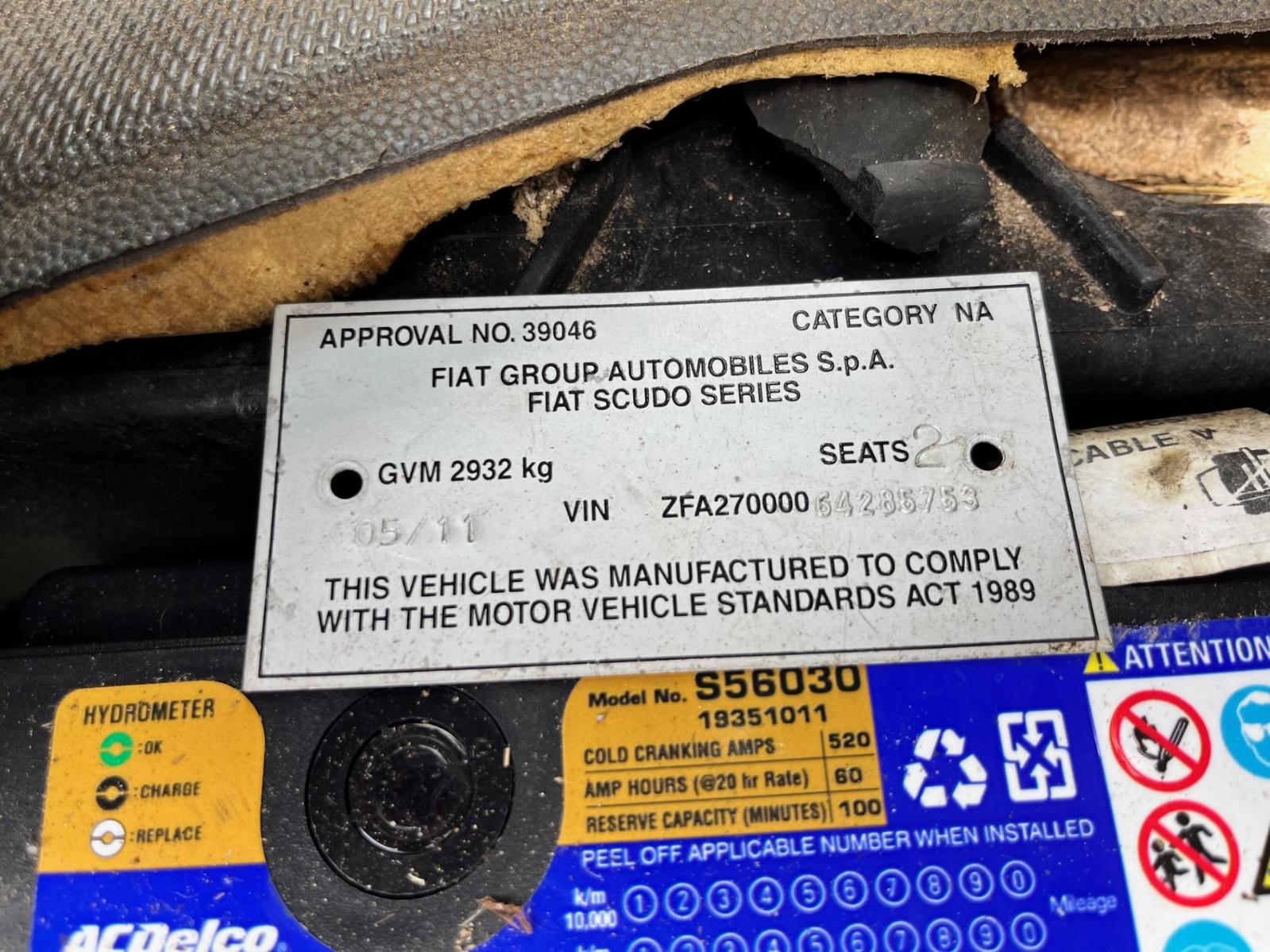 View FIAT SCUDO 2010 2 Door Van Breaking