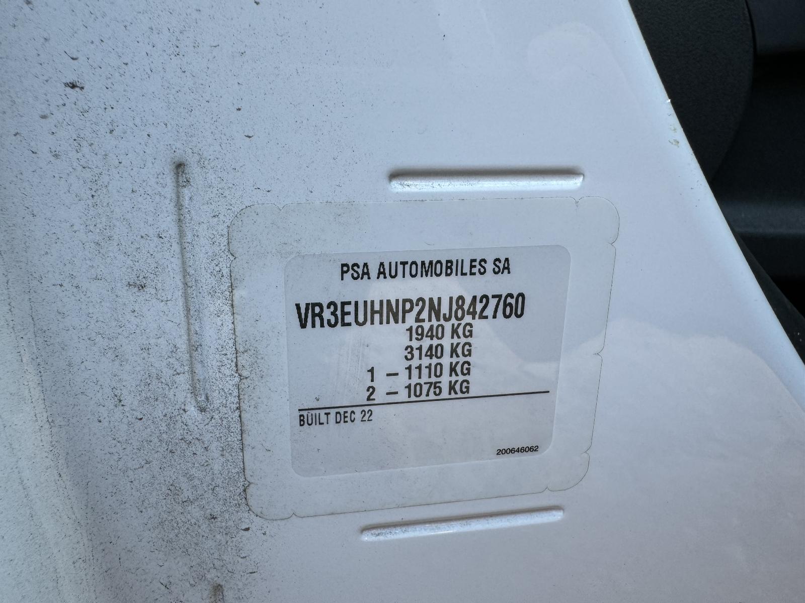 View PEUGEOT PARTNER 2023 2 Door Van Breaking